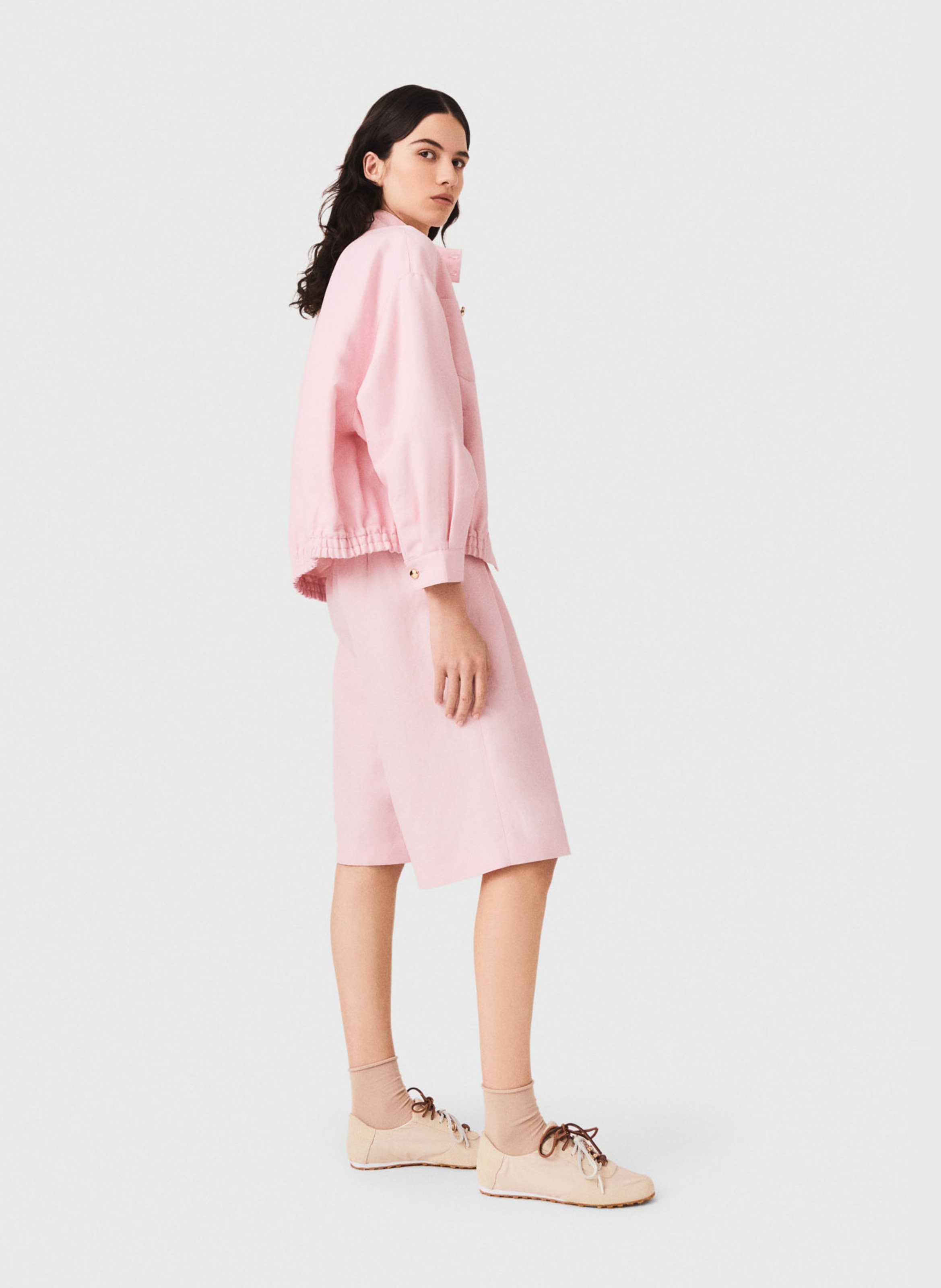 Veste oversize en coton et lin MAJE Rose