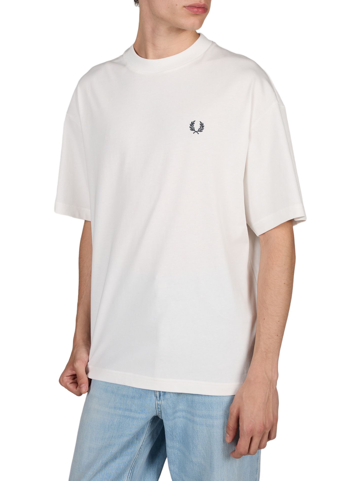 Oversized t-shirt with cotton back print FRED PERRY White
