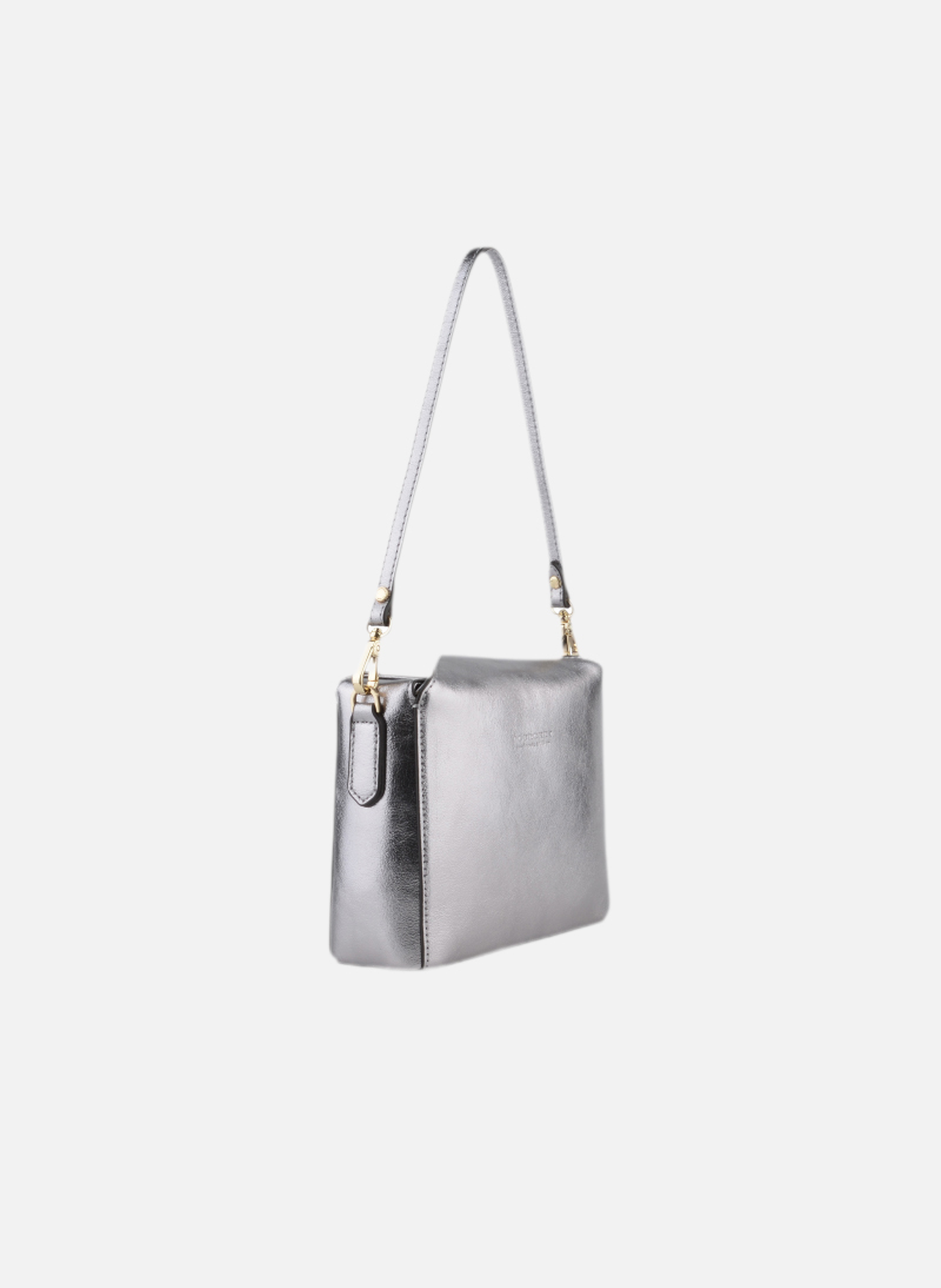 Cassetta metallic | sac porté crossbody en cuir de vachette POURCHET Gris