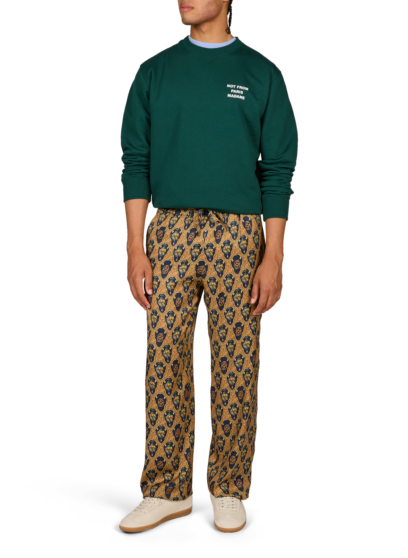 Slogan cotton sweatshirt DROLE DE MONSIEUR Green
