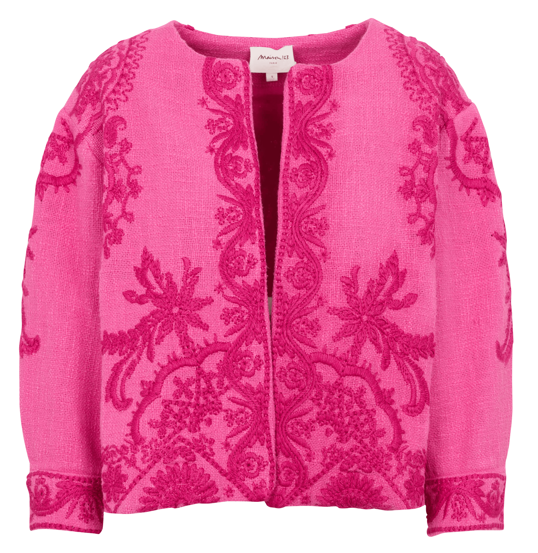 Veste courte droite brodée valma MAISON 123 Rose