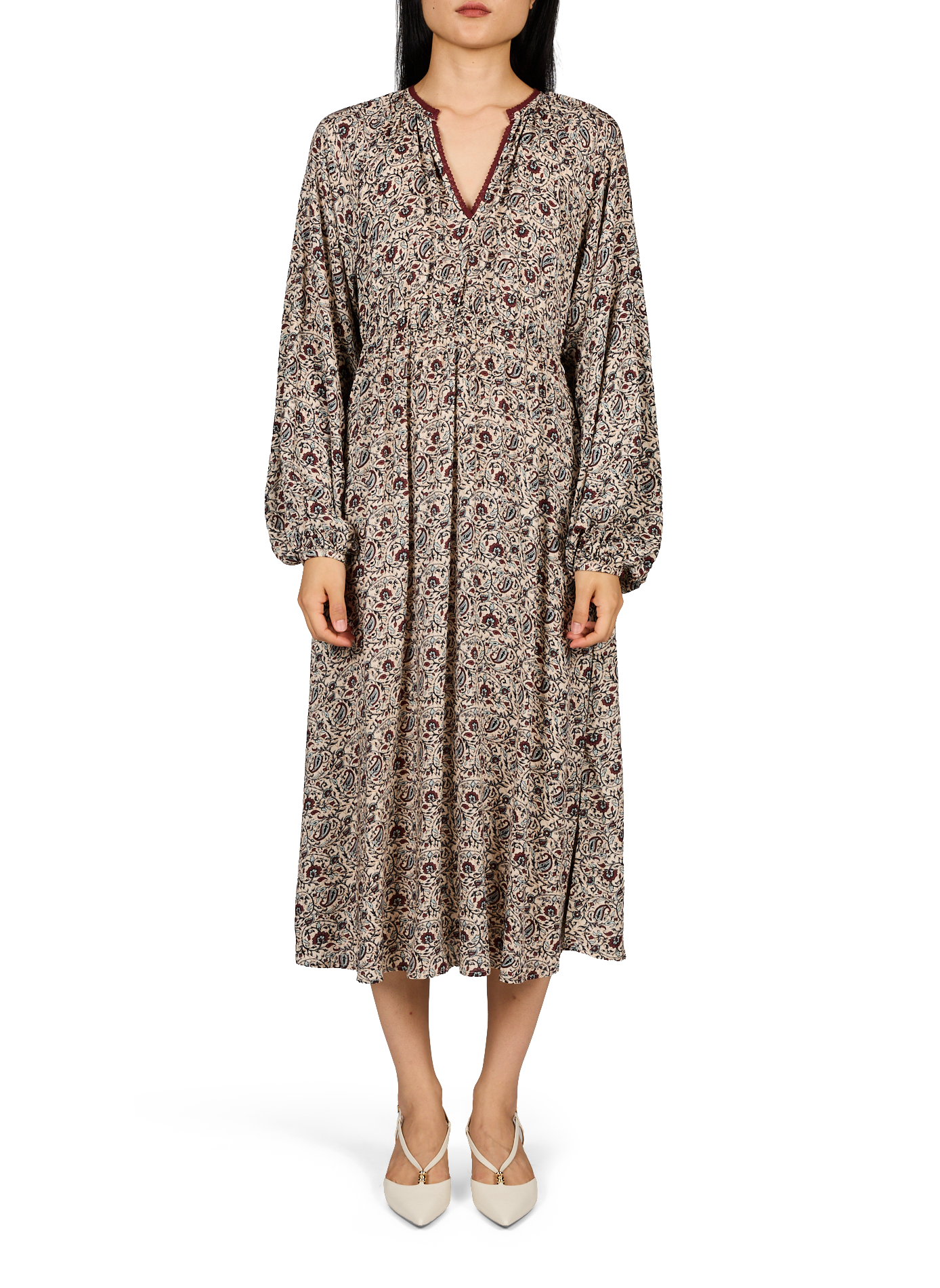Langes bedrucktes Kleid Vimuranda VILA Beige