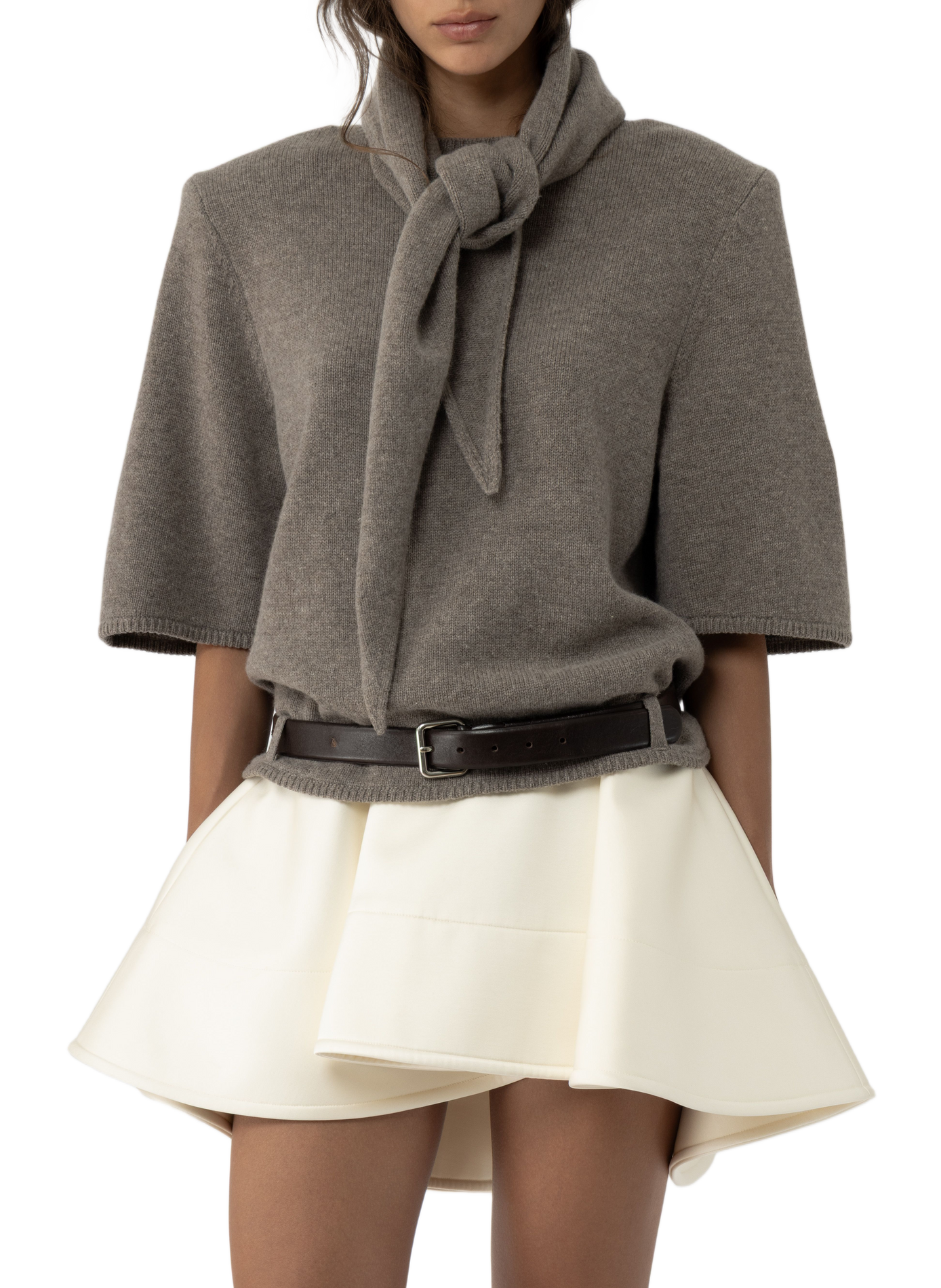 Ela Merino Wool Knitted T-Shirt ARAKII Beige