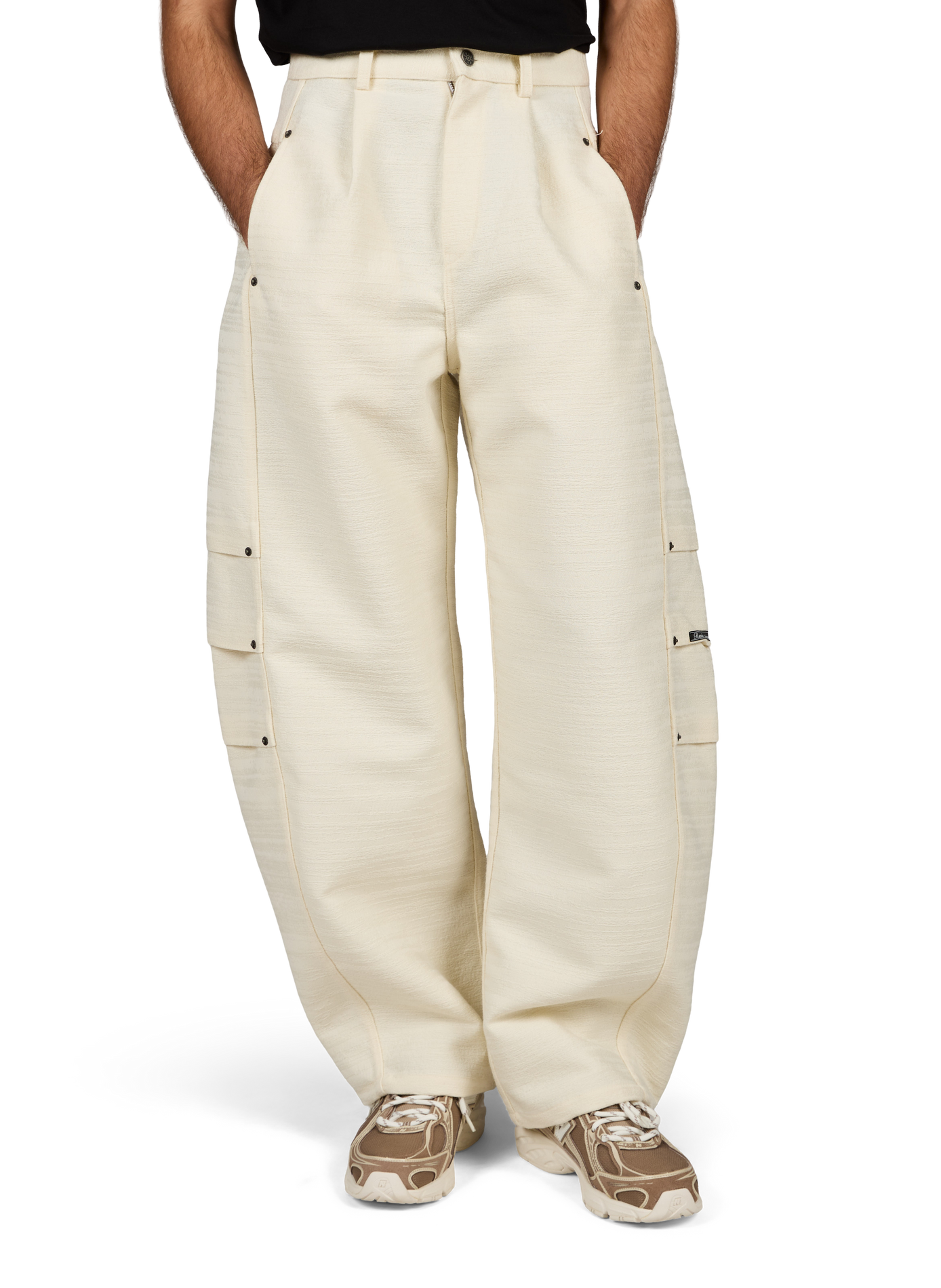Wijde broek van wolmix RENÈ Wit