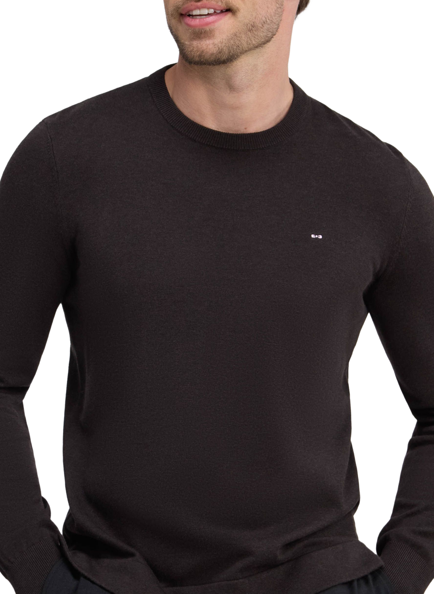 Pull col rond en coton mélangé EDEN PARK Brown