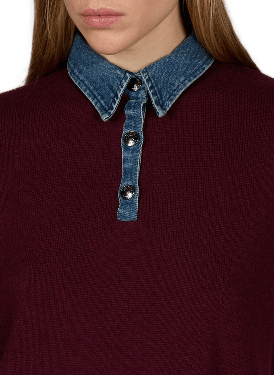 MARLO wool polo-neck sweater with a denim-effect finish BERENICE Red