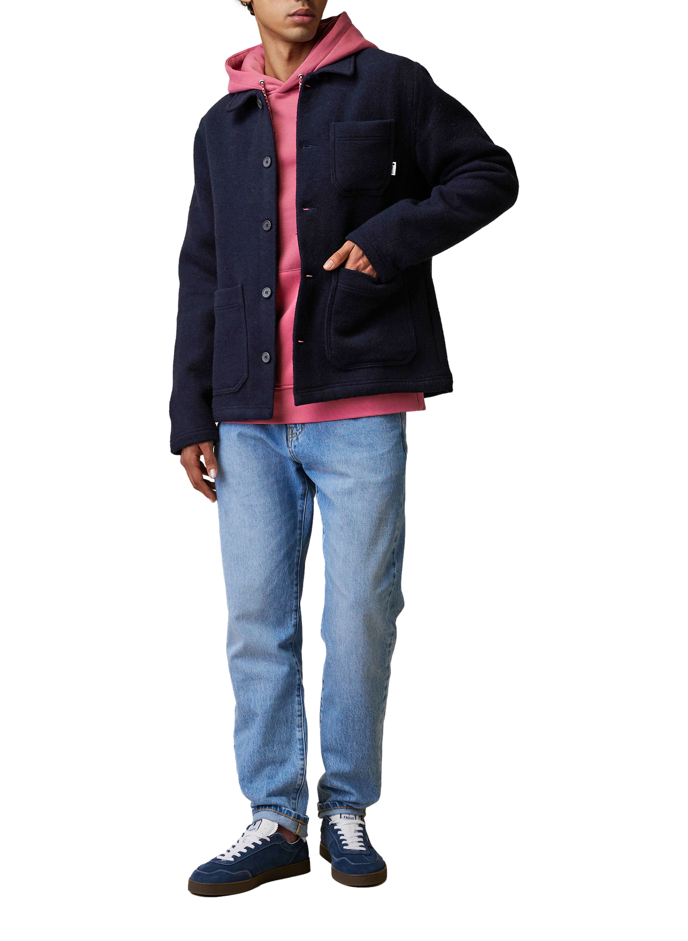 Veste col classique en laine mélangée FAGUO Blue