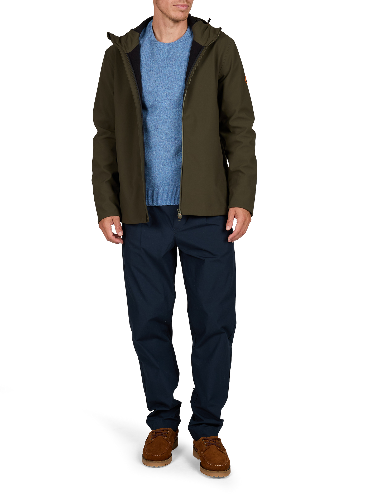 Einfarbige gerade geschnittene Jacke mit Stehkragen und Reißverschluss SAVE THE DUCK Khaki