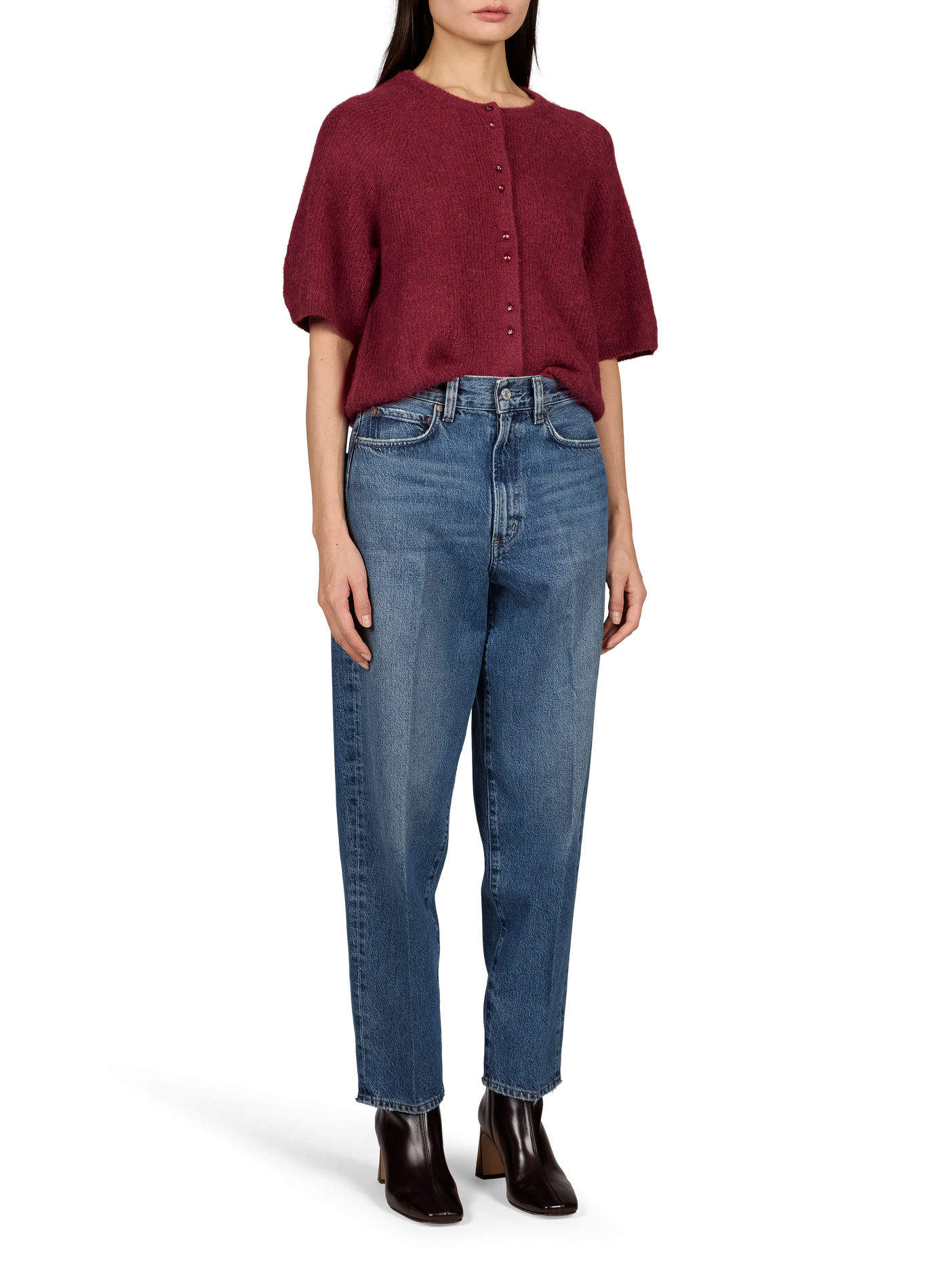 Pull droit col rond boutonné  MSCH Rouge
