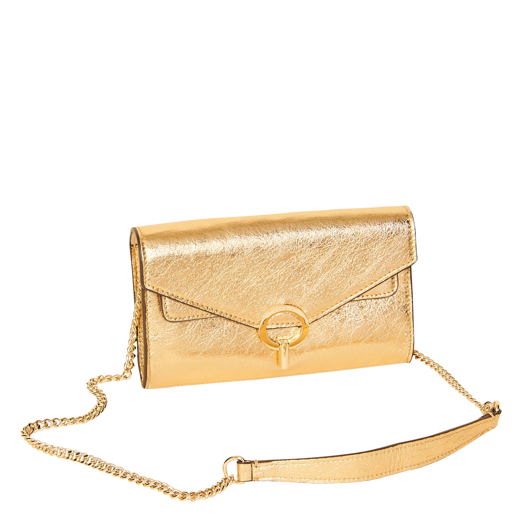 Pochette en cuir métallisé yza SANDRO Doré