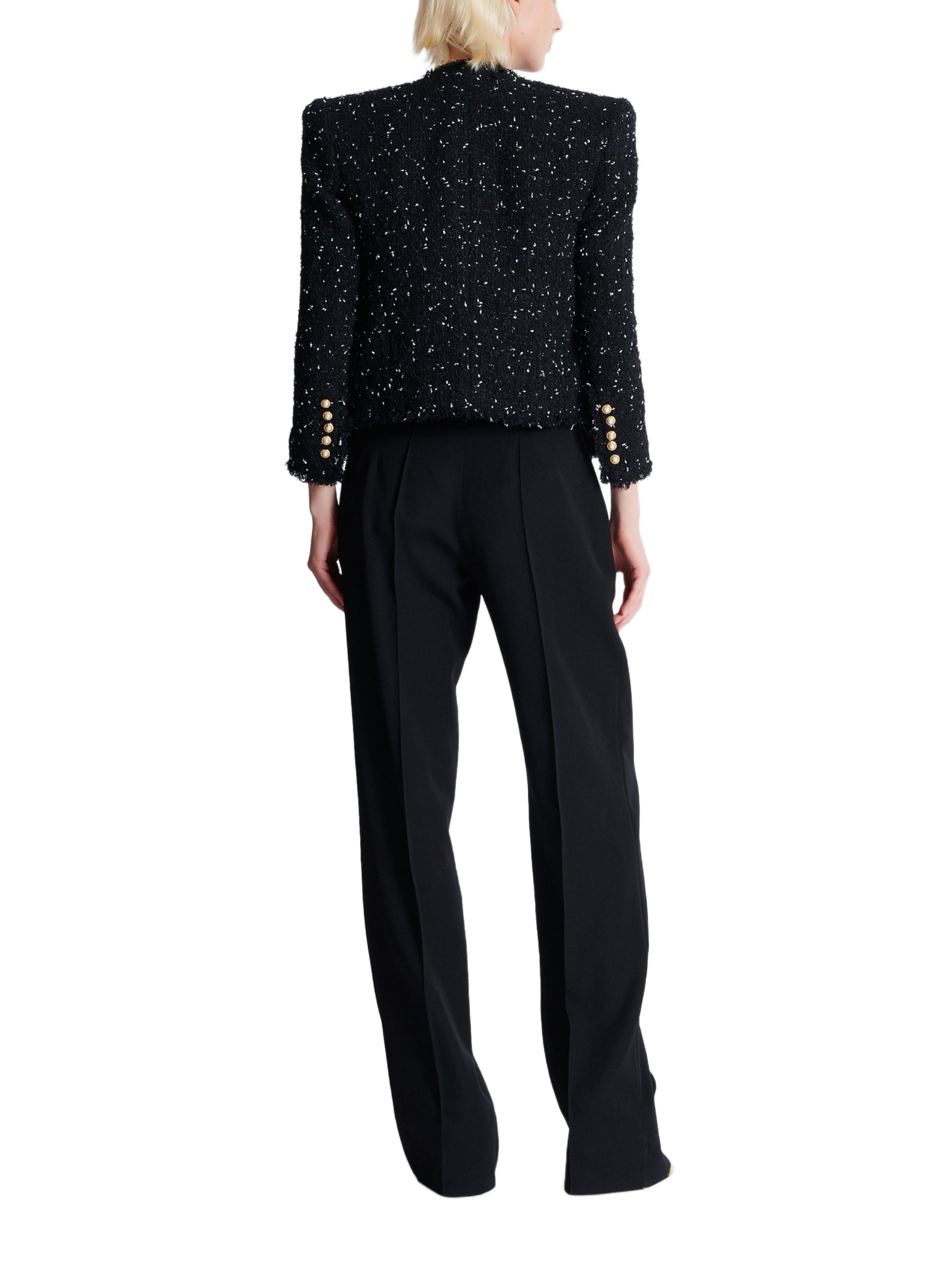 Spencer 8 boutons en tweed polka dots BALMAIN Noir