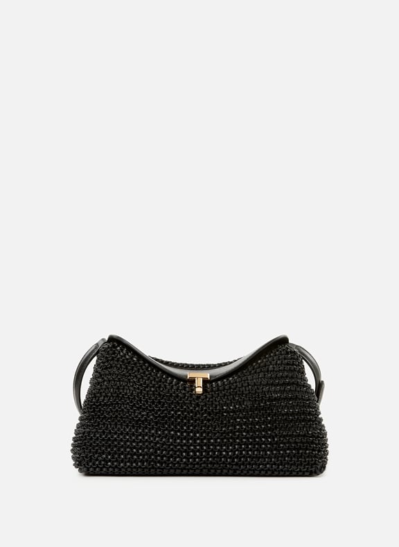 Braided leather T-lock handbag Black by TOTEME TOTEME Braided leather T-lock handbag Black