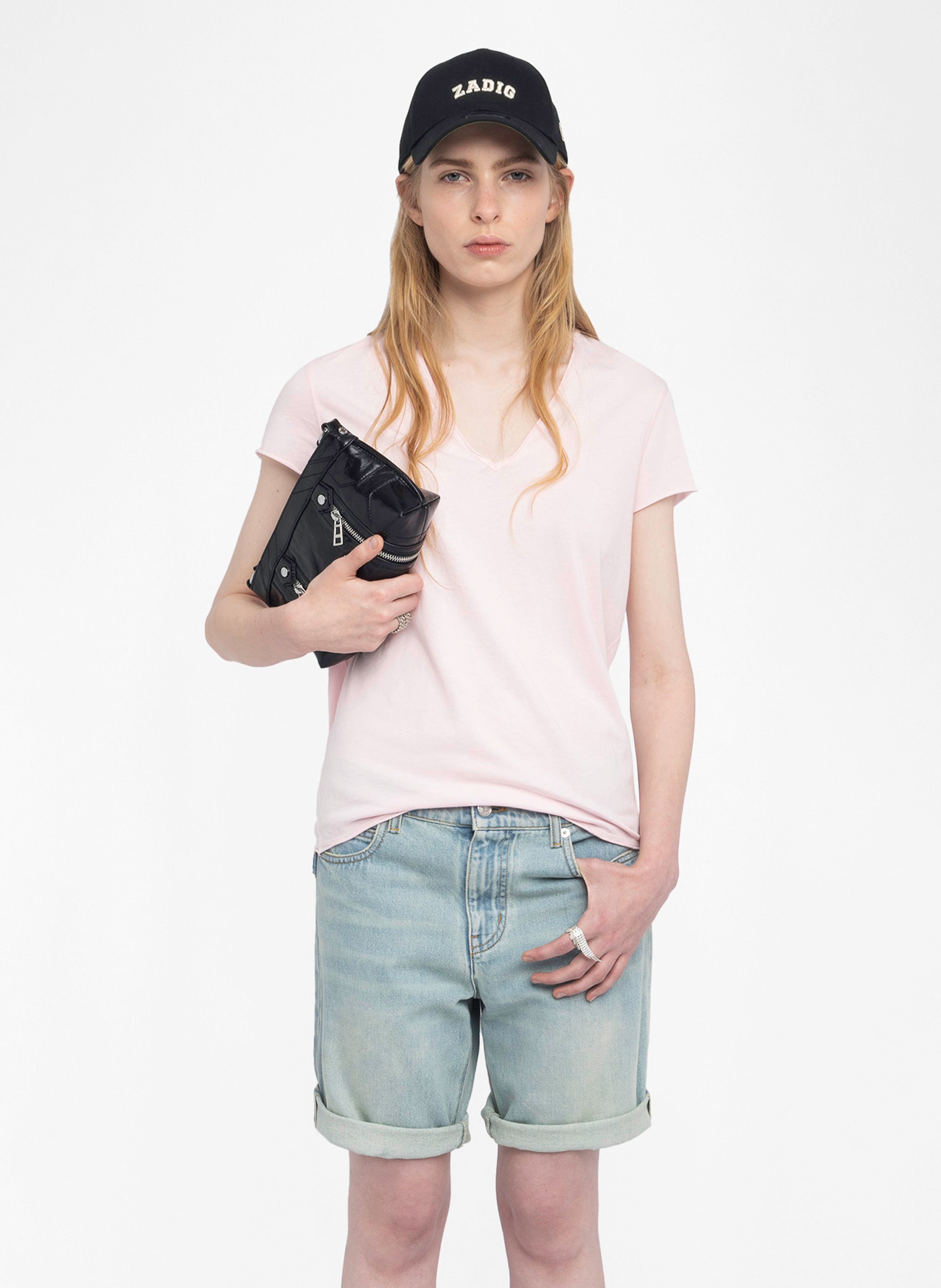 Tee-shirt droit col v motif dos story ZADIG&VOLTAIRE Rose