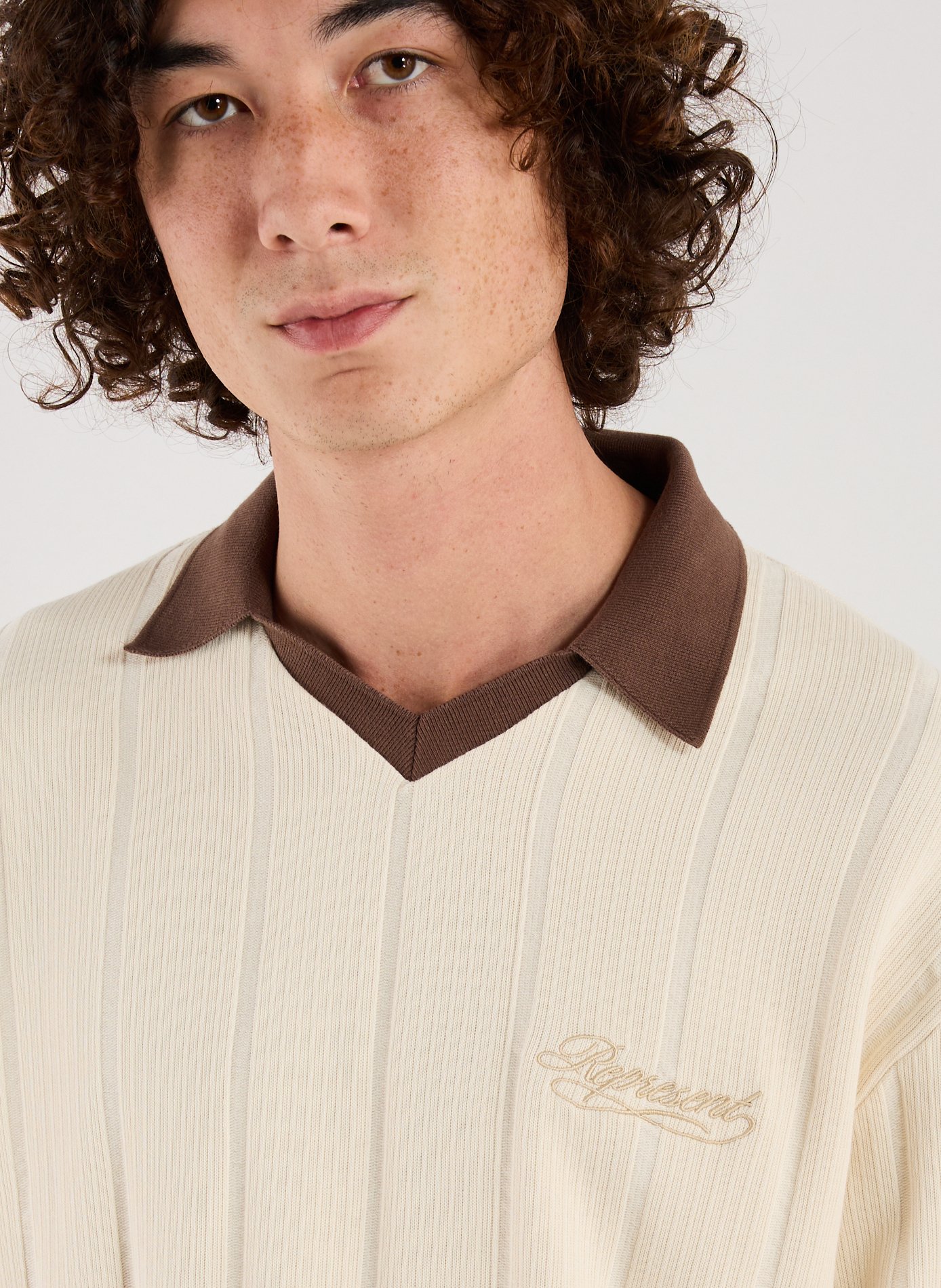 Long-sleeve cotton Polo shirt REPRESENT White