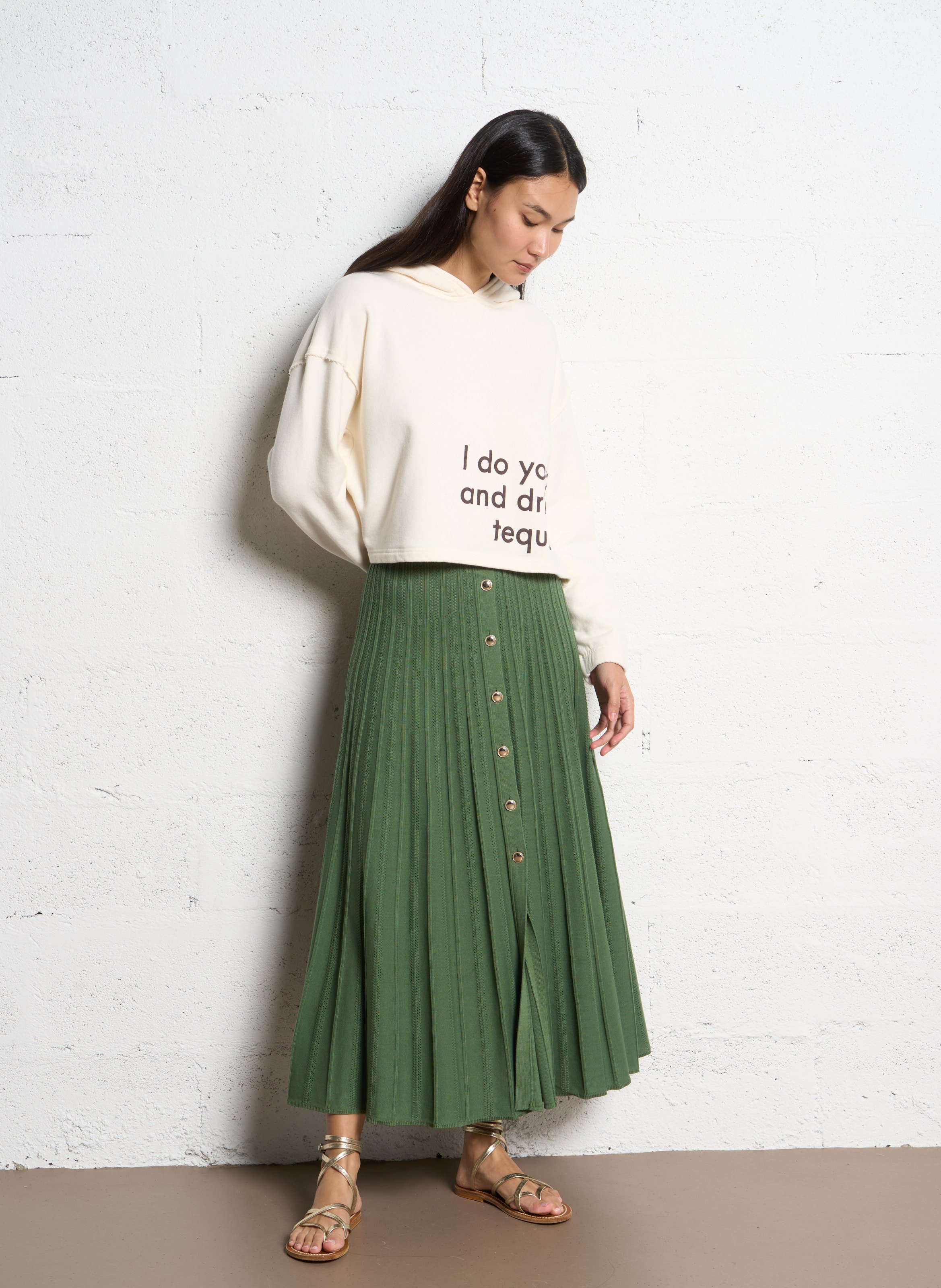 Sweat droit en coton mélangé pimbus BA&SH Beige