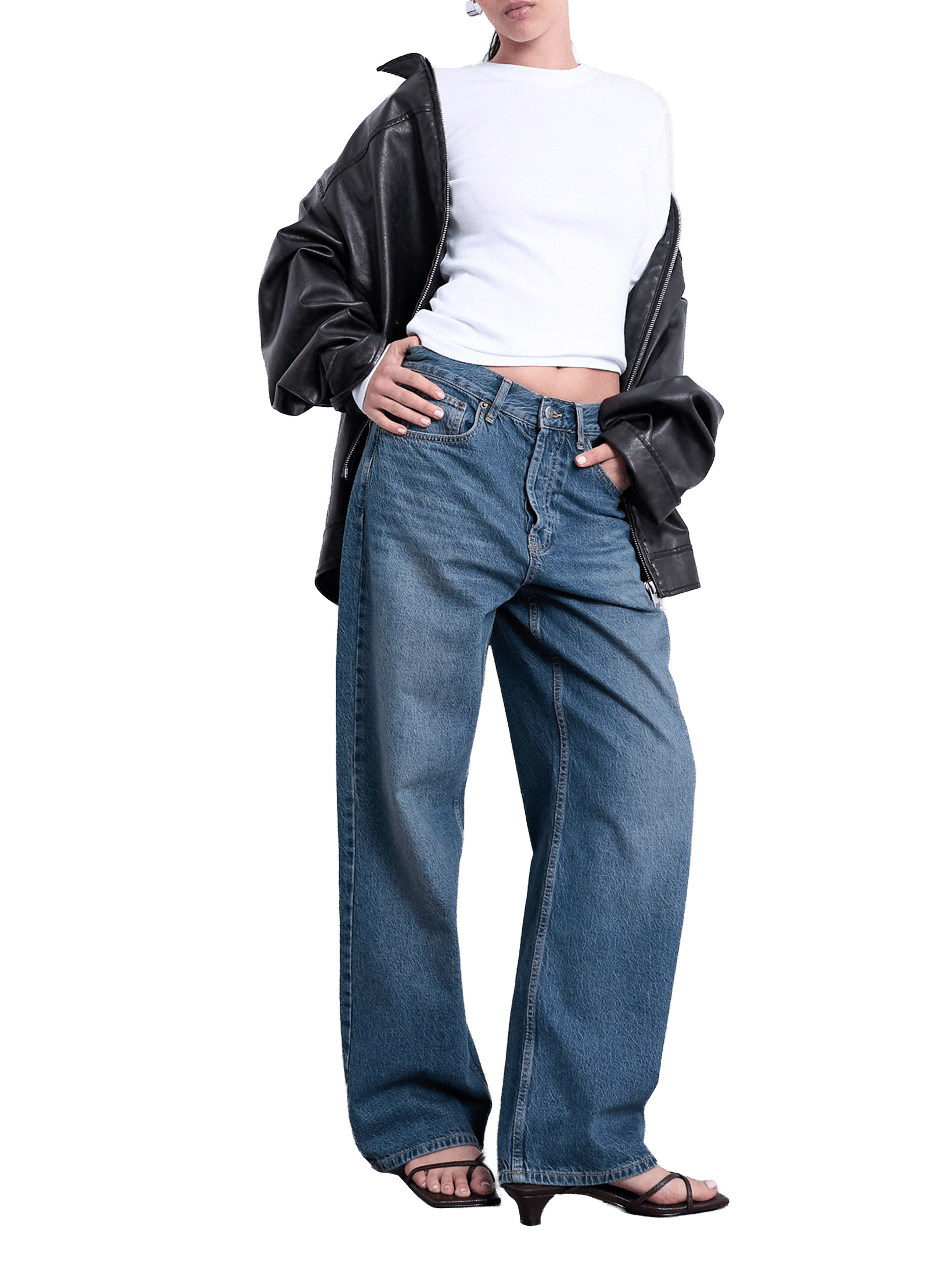 Long-sleeve cotton logo T-shirt  TOPSHOP White