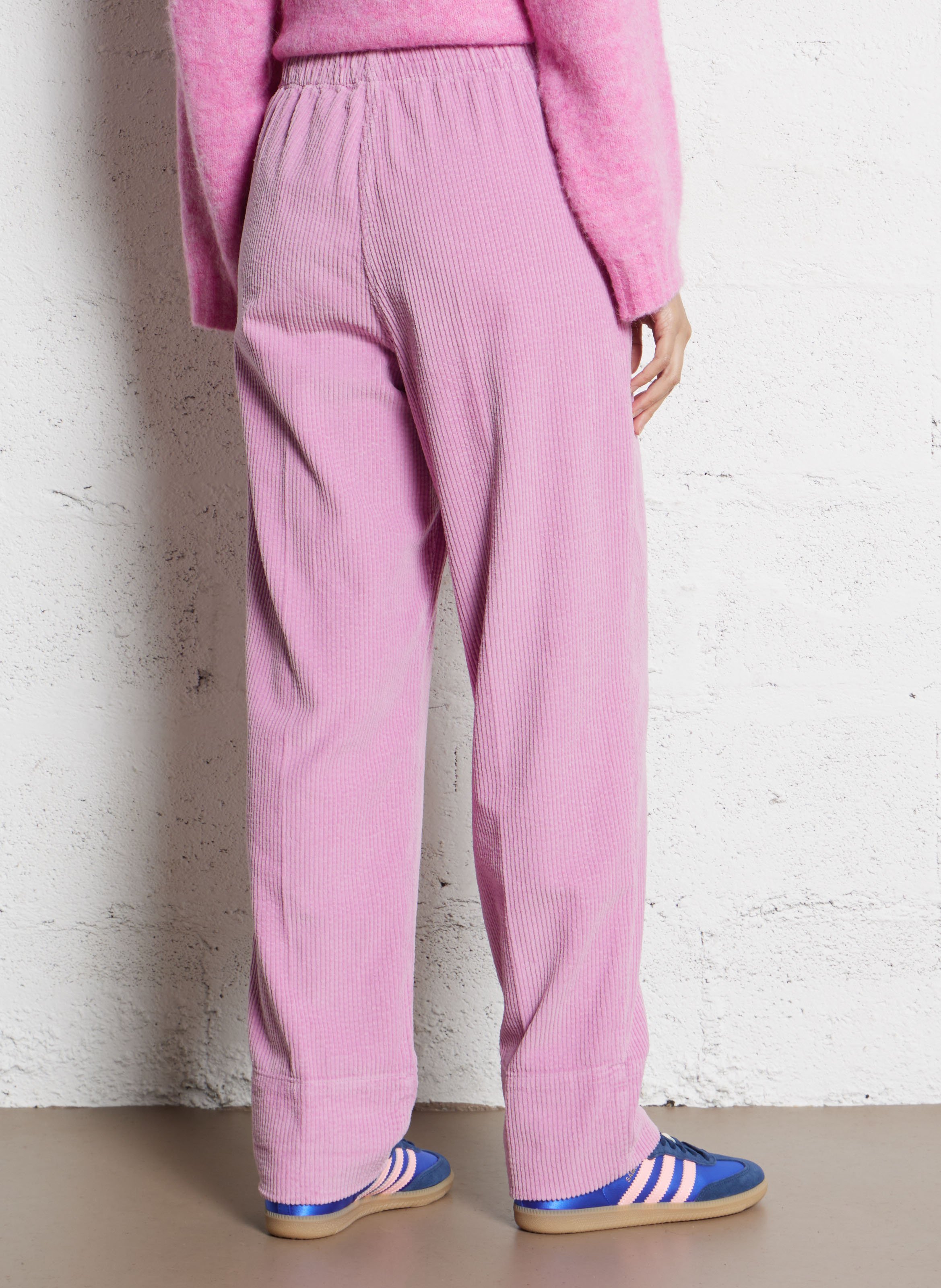 Pantalon droit en velours côtelé et en coton padow AMERICAN VINTAGE Rose