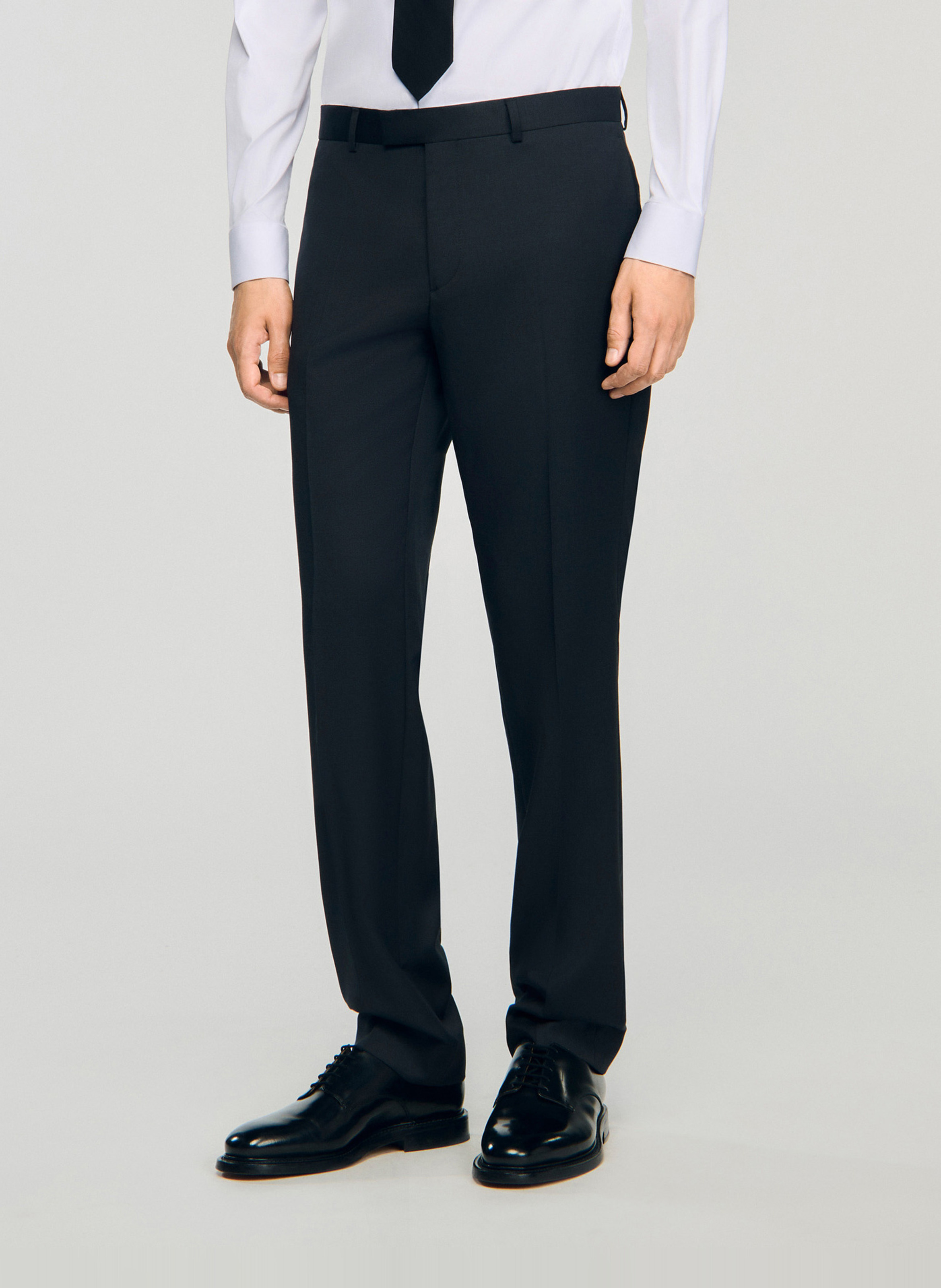 Pantalon de costume en laine SANDRO Noir