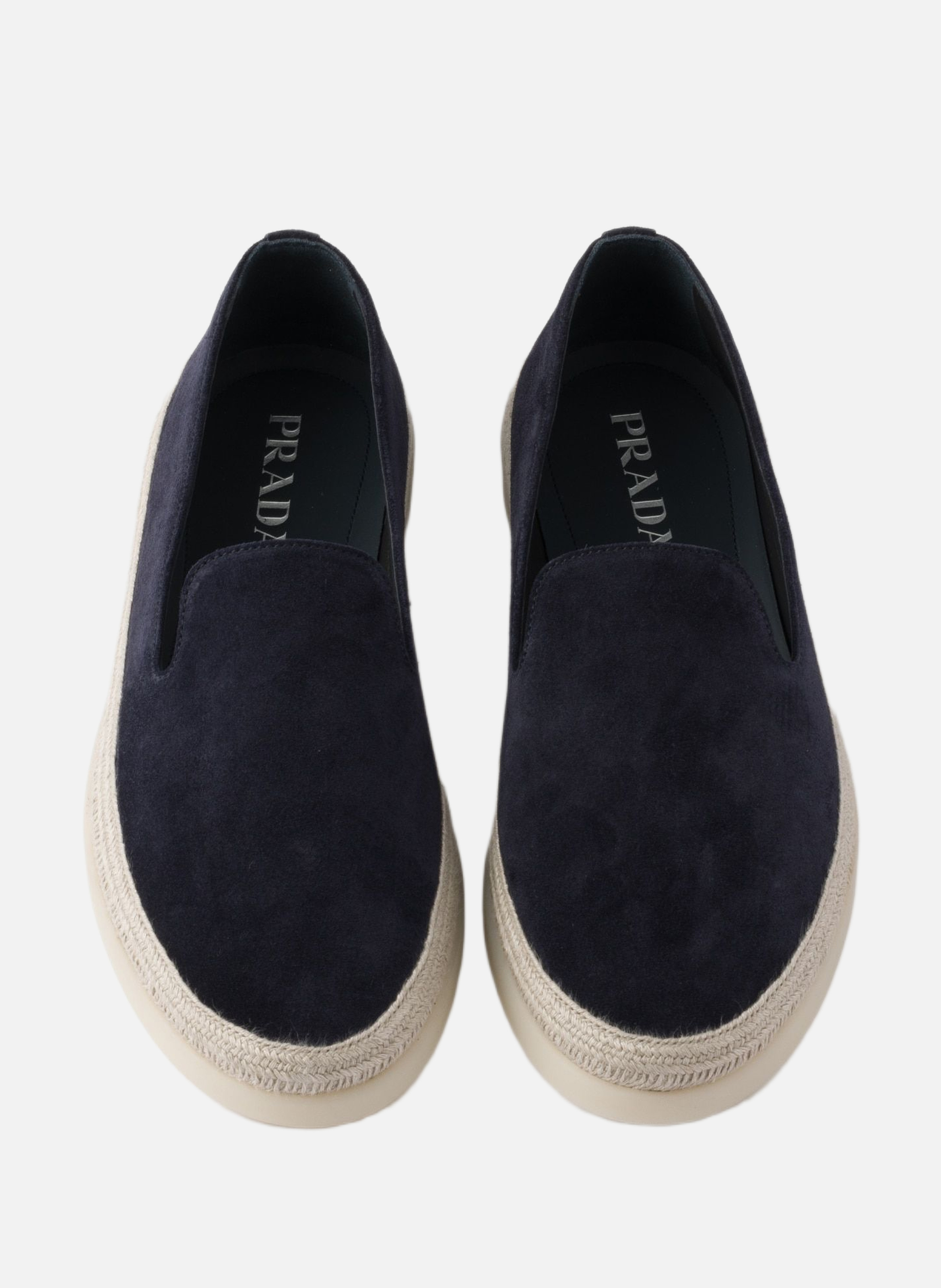 Mocassins en veau velours PRADA Bleu