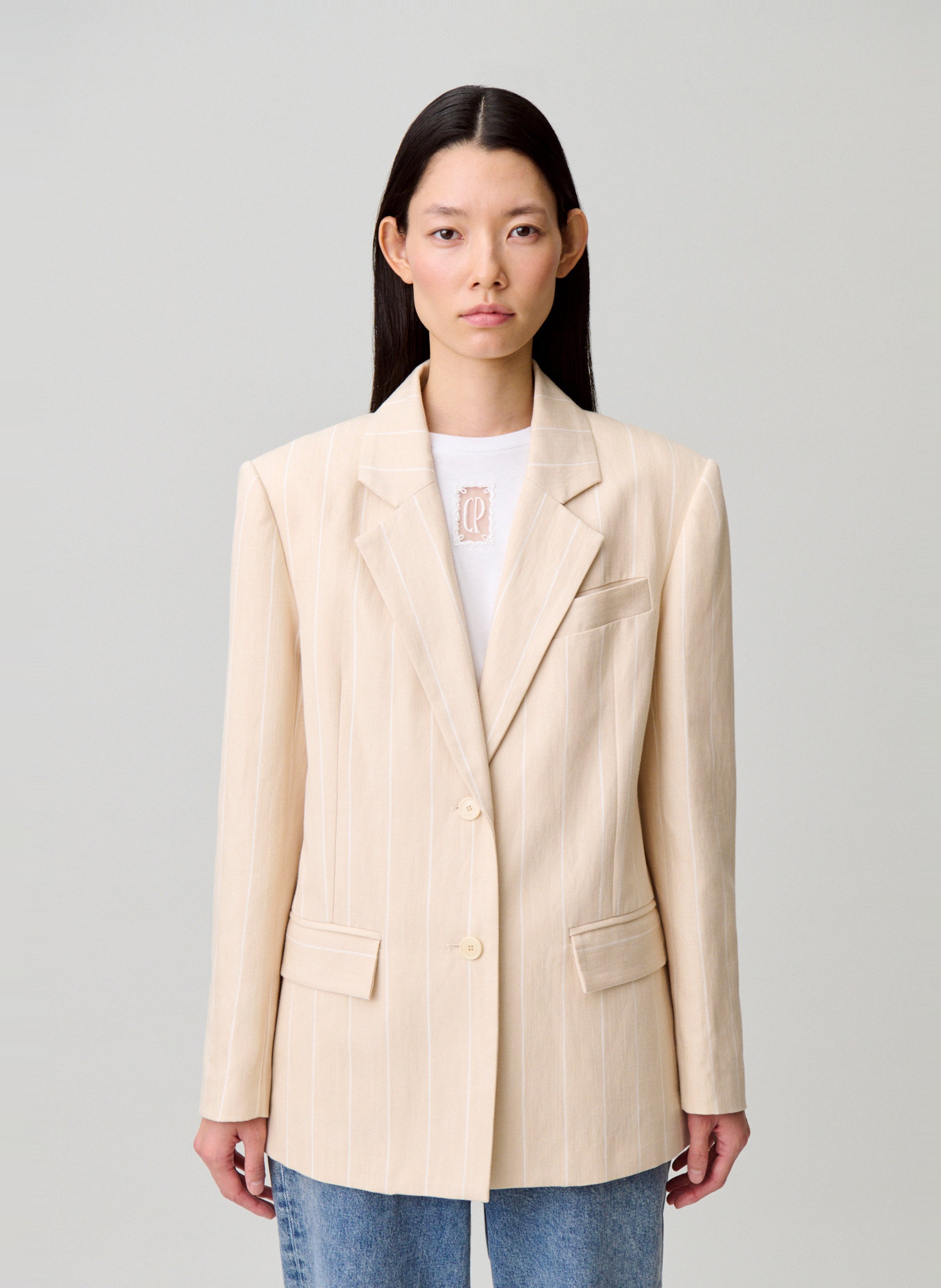 Veste col tailleur CLAUDIE PIERLOT Beige