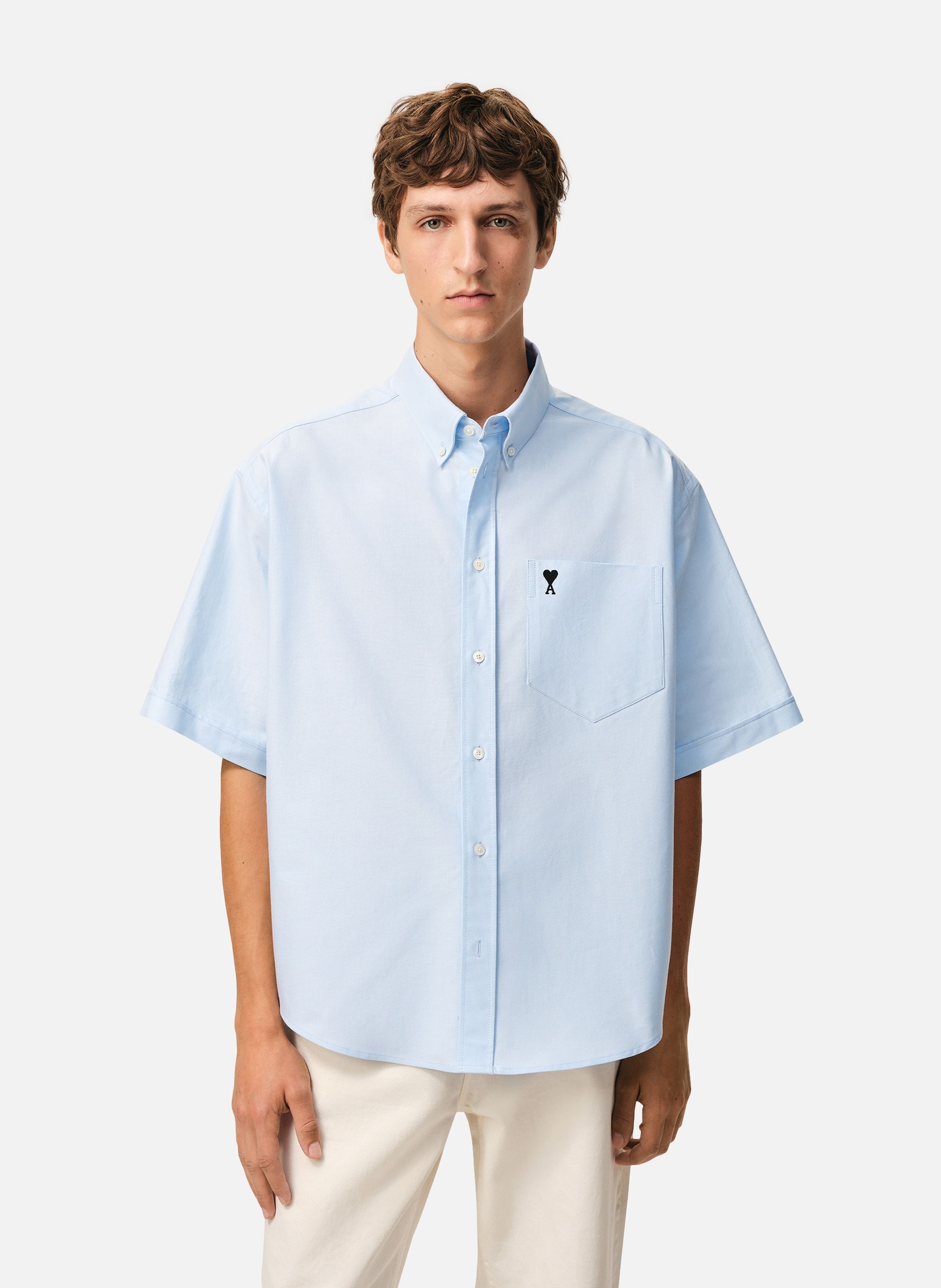 Chemise boxy ami de coeur en coton AMI PARIS Bleu
