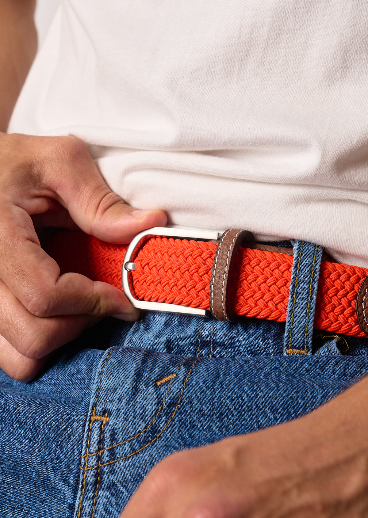 Ceinture tressée élastique unie BILLYBELT Rouge