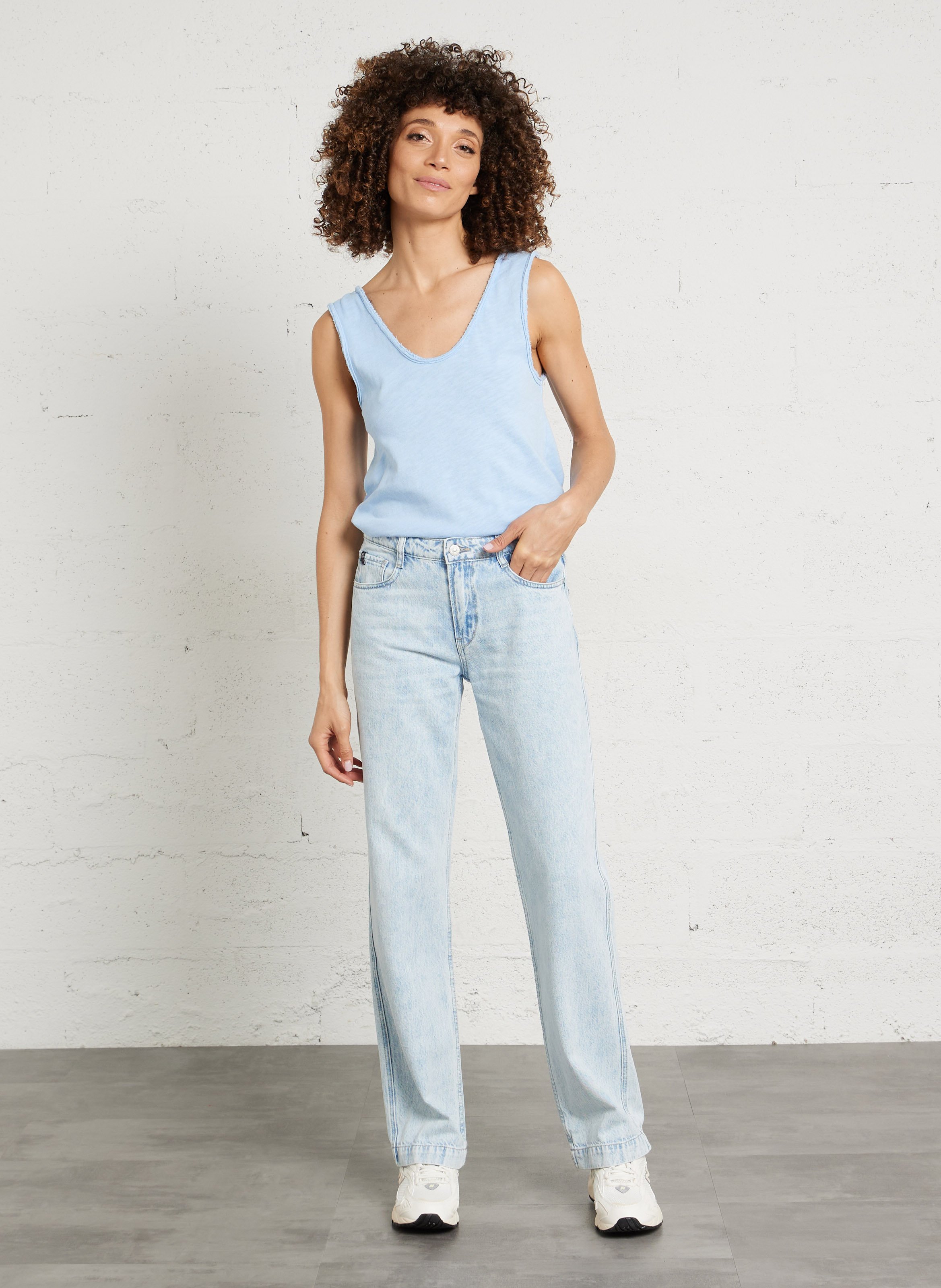 Débardeur col rond droit en coton sonoma AMERICAN VINTAGE Bleu