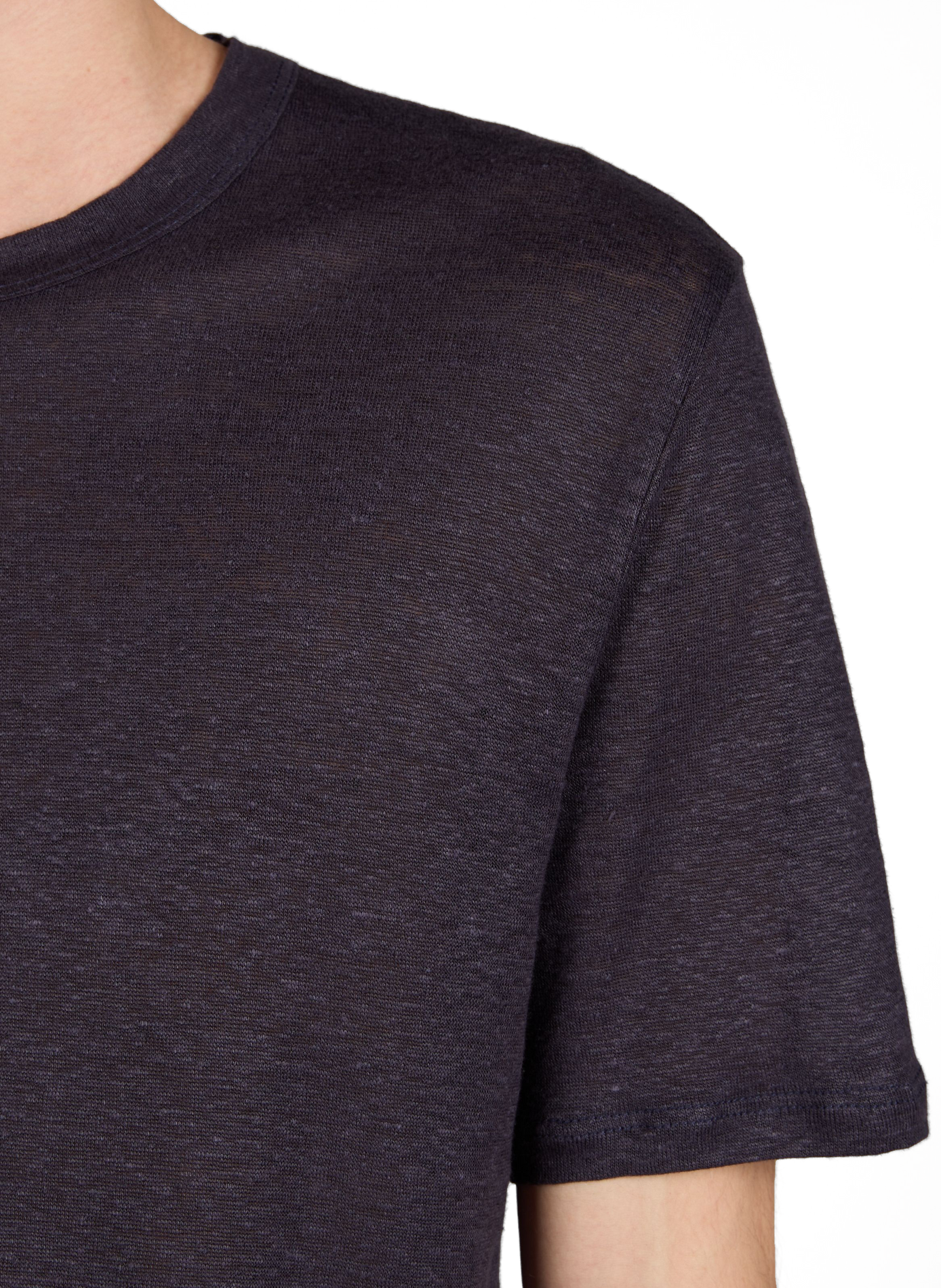 T-shirt uni à col rond en lin OFFICINE GENERALE No Color