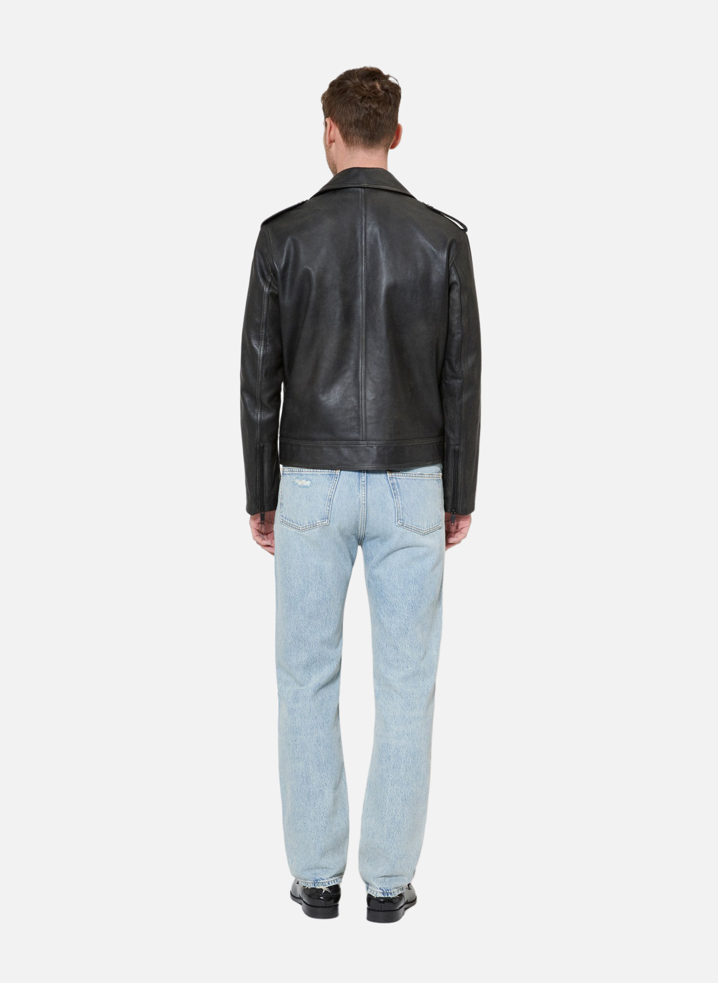 Blouson boutonné en cuir THE KOOPLES Noir