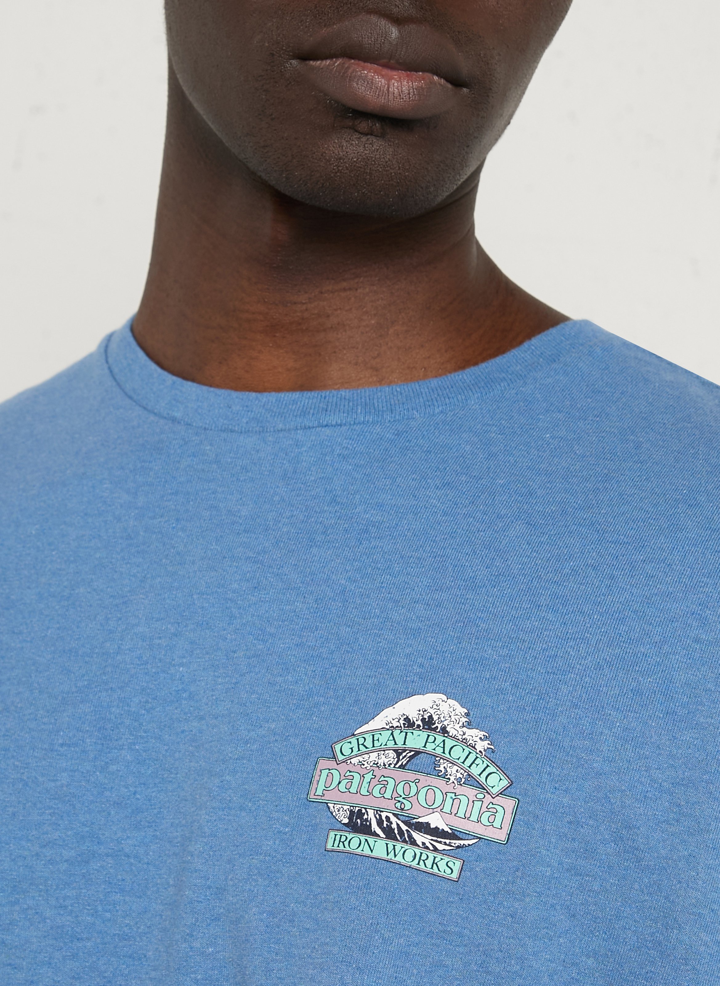 Tee-shirt droit col rond en coton recyclé mélangé PATAGONIA Bleu