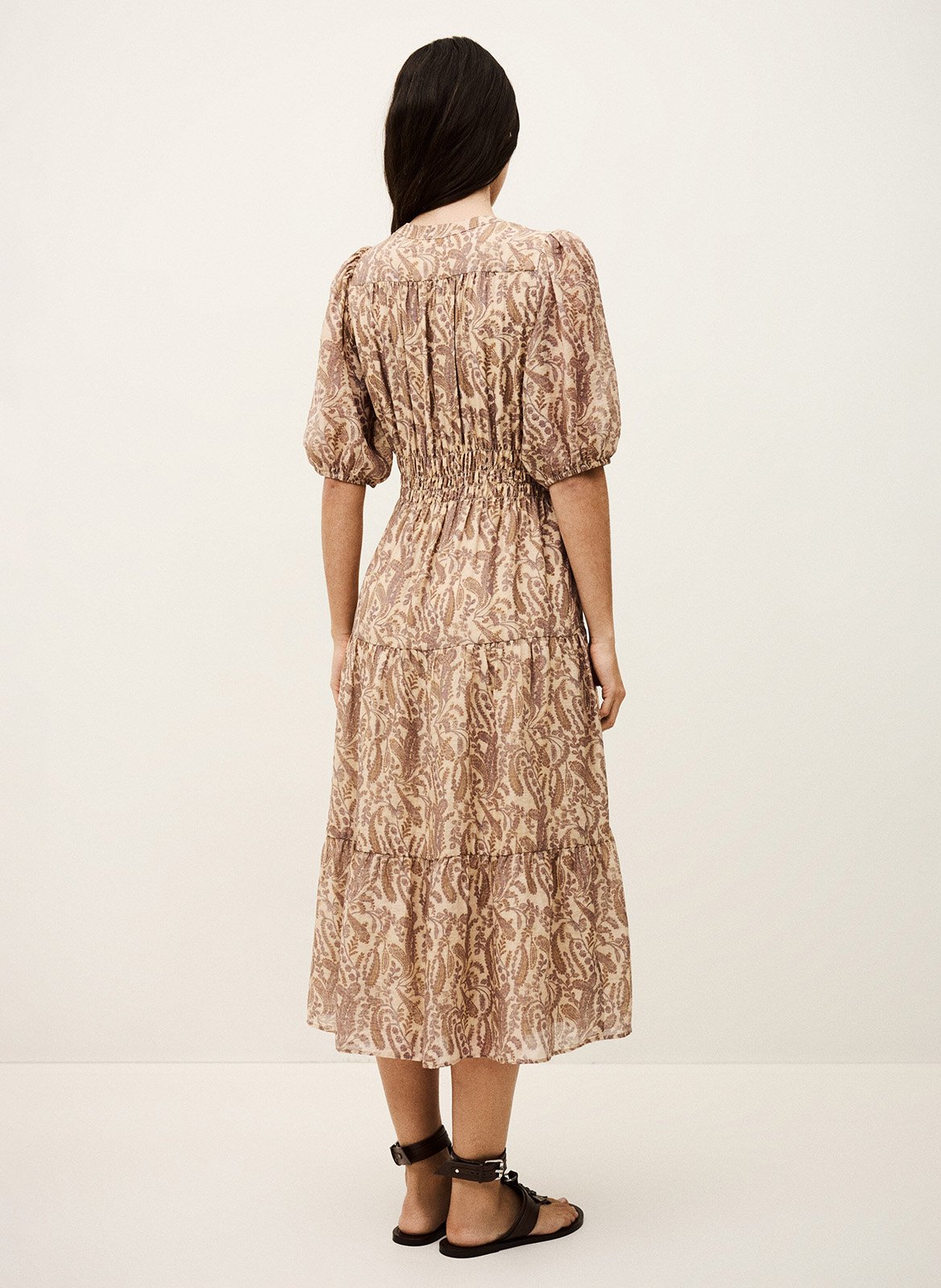 Robe longue col tunisien imprimée tanyssa BA&SH Beige