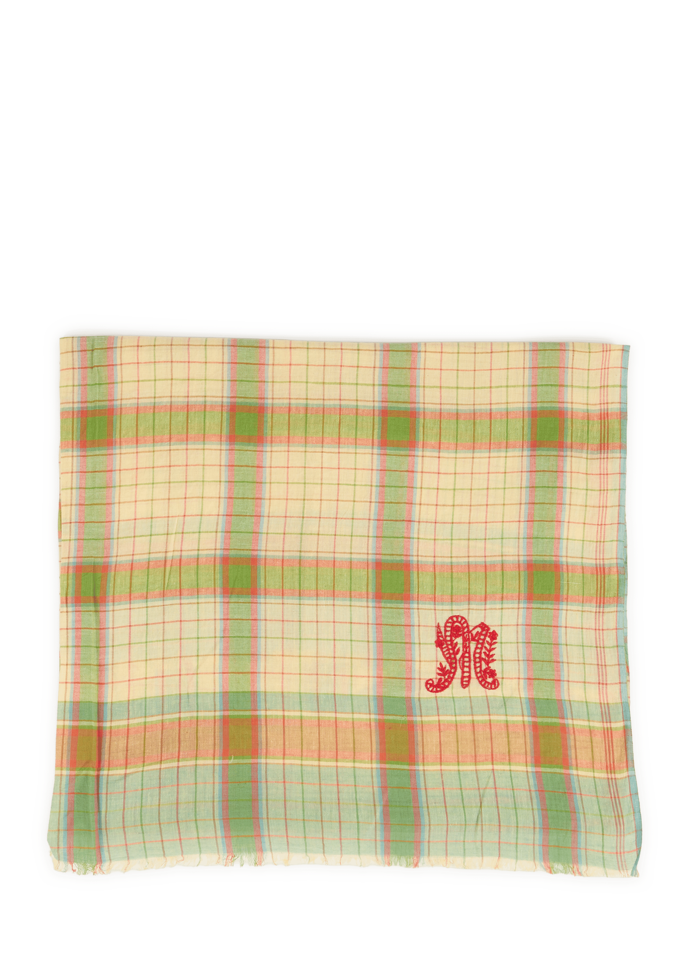 Checkered Alphabet Cotton Scarf MOISMONT Green