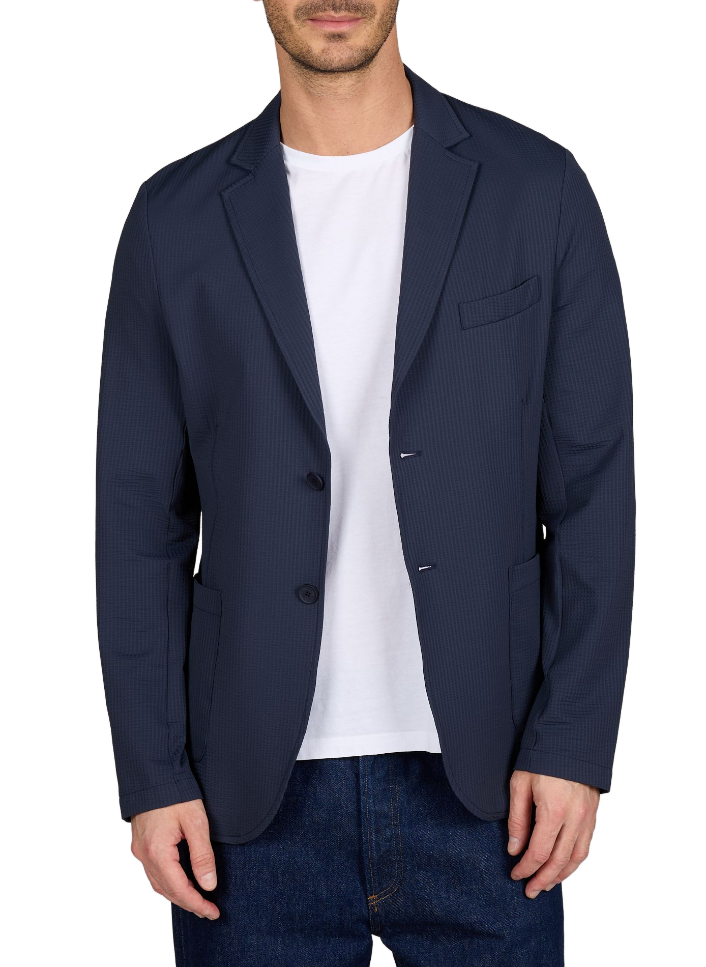 Solid textured knit blazer 1789 CALA Blue