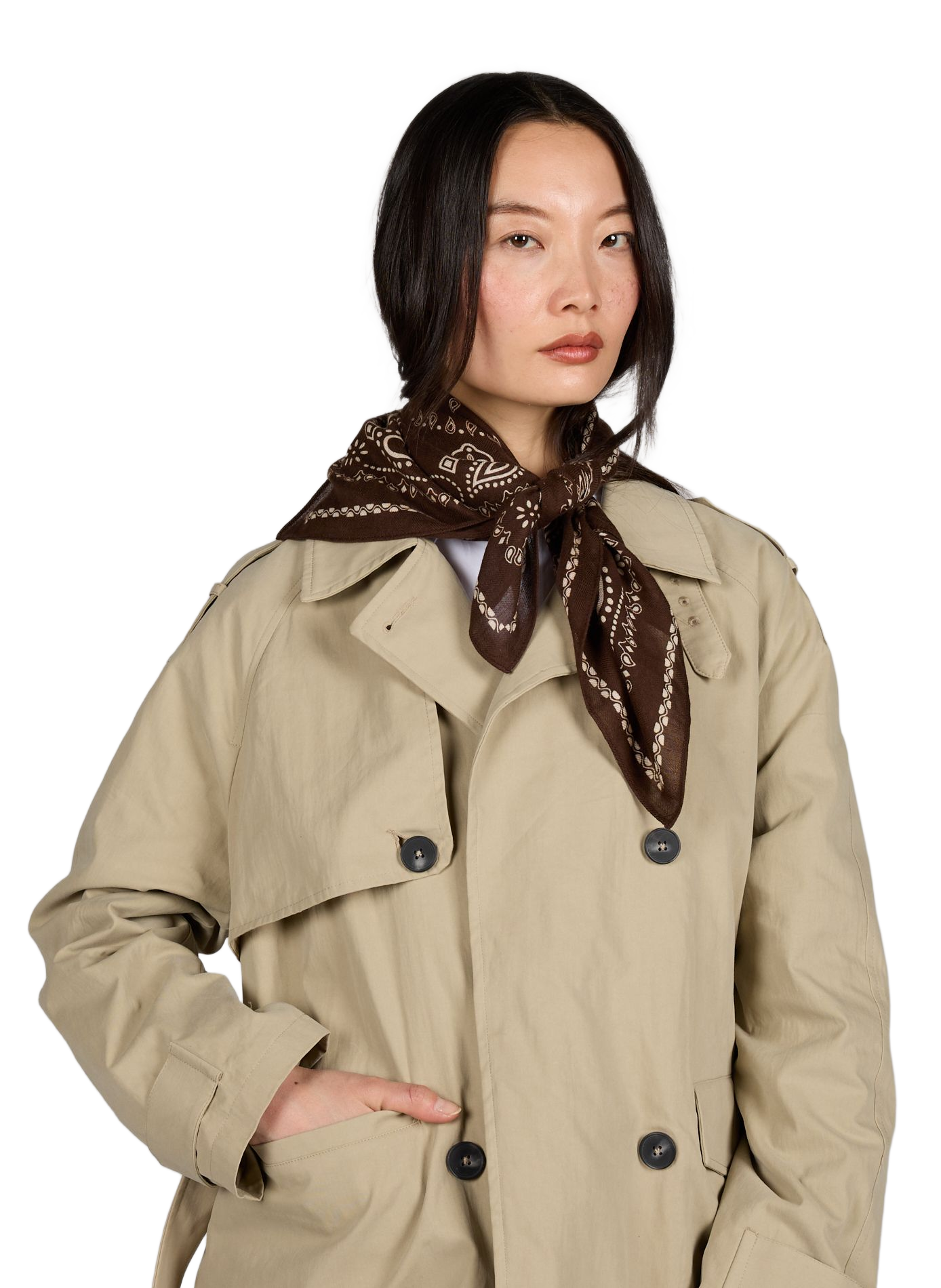 Bandana print square in blended cotton SAISON 1865 Brown