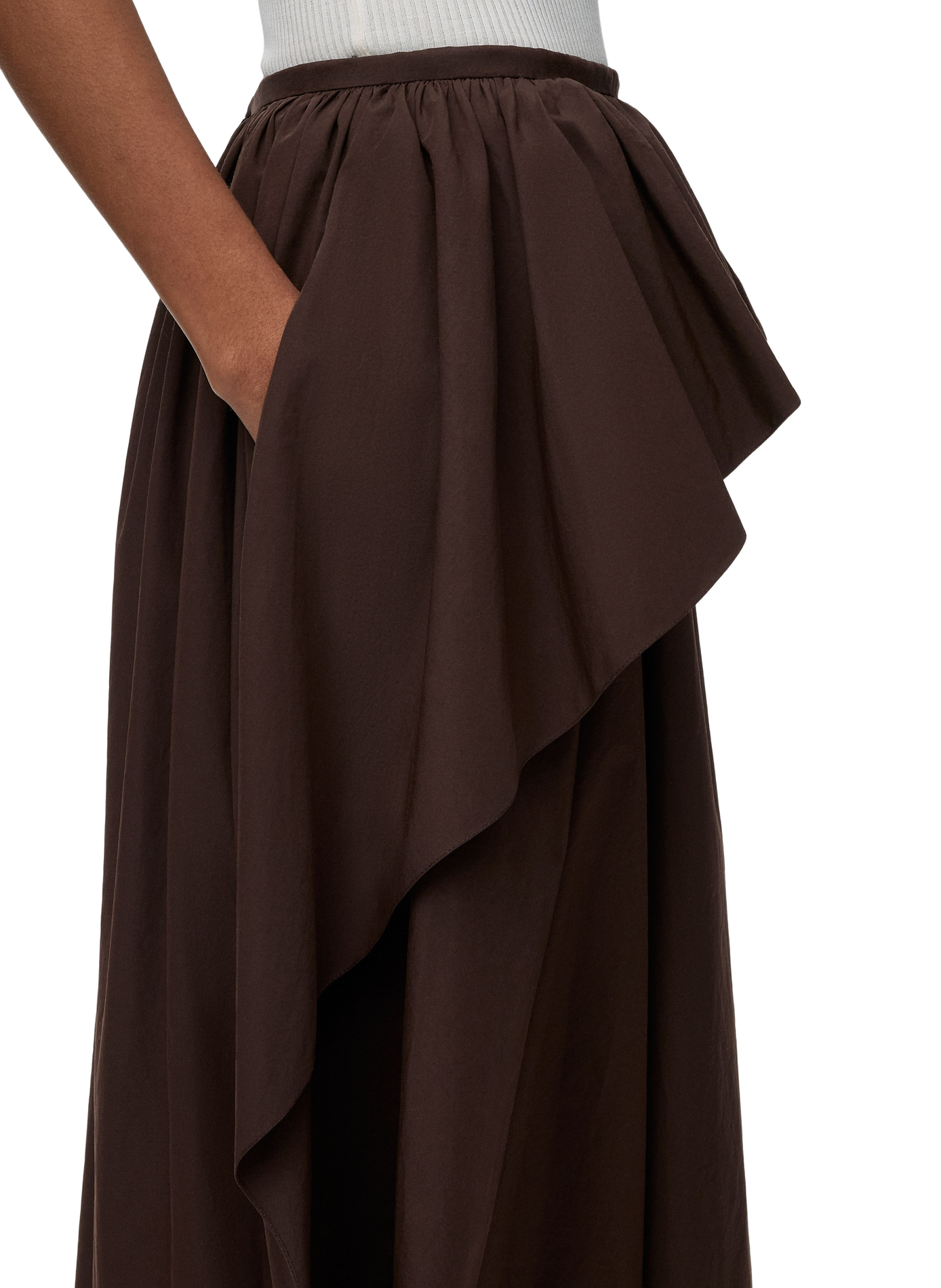 Asymmetric cotton poplin skirt LOEWE Brown