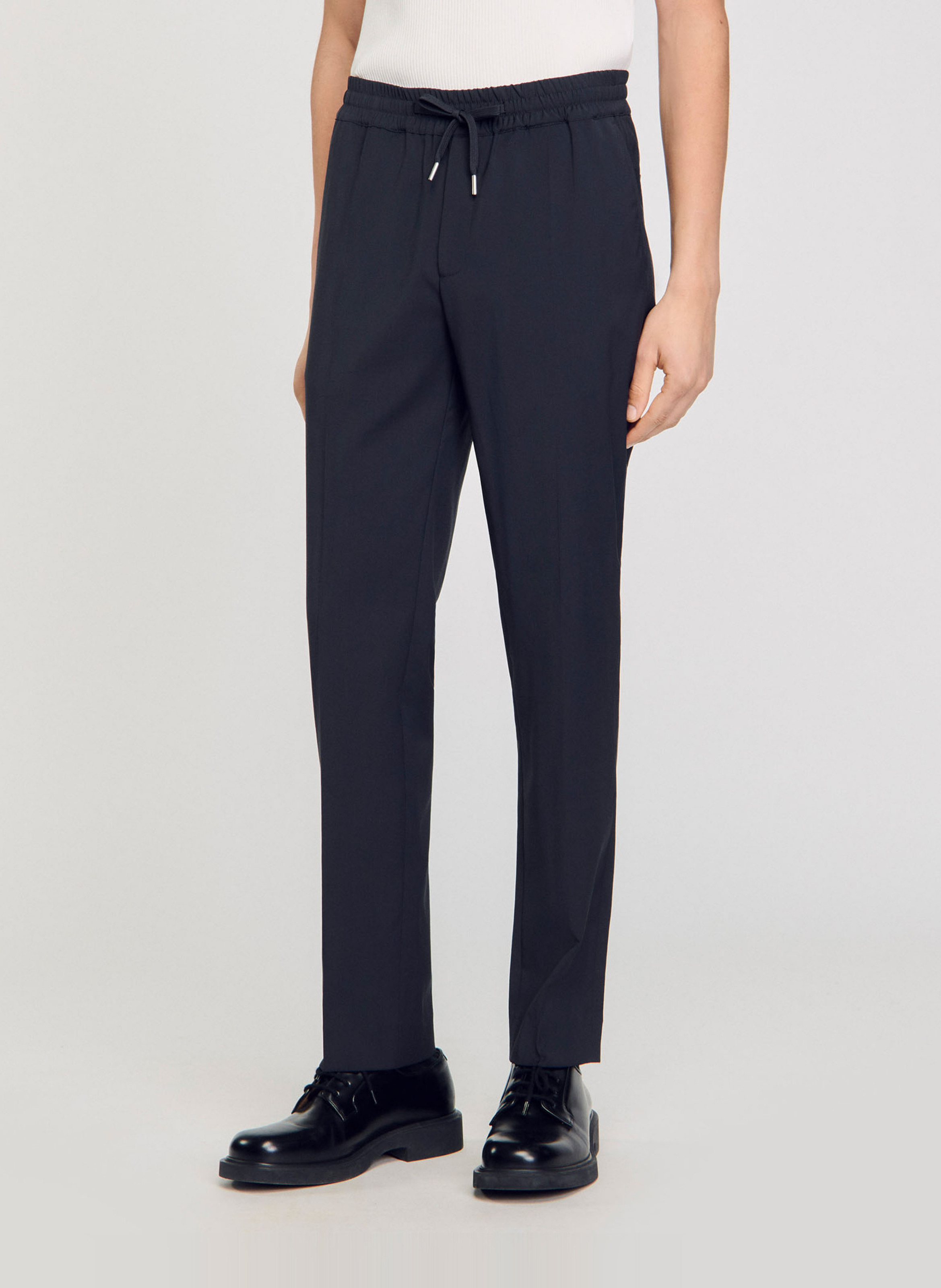 Pantalon droit élastiqué SANDRO Noir