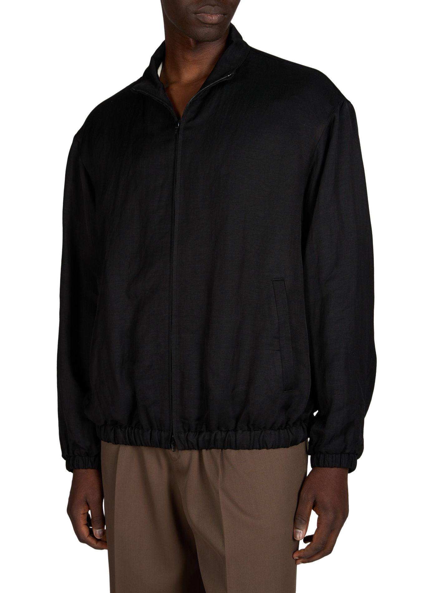 Jacket with high collar in blended linen SSSTEIN Black
