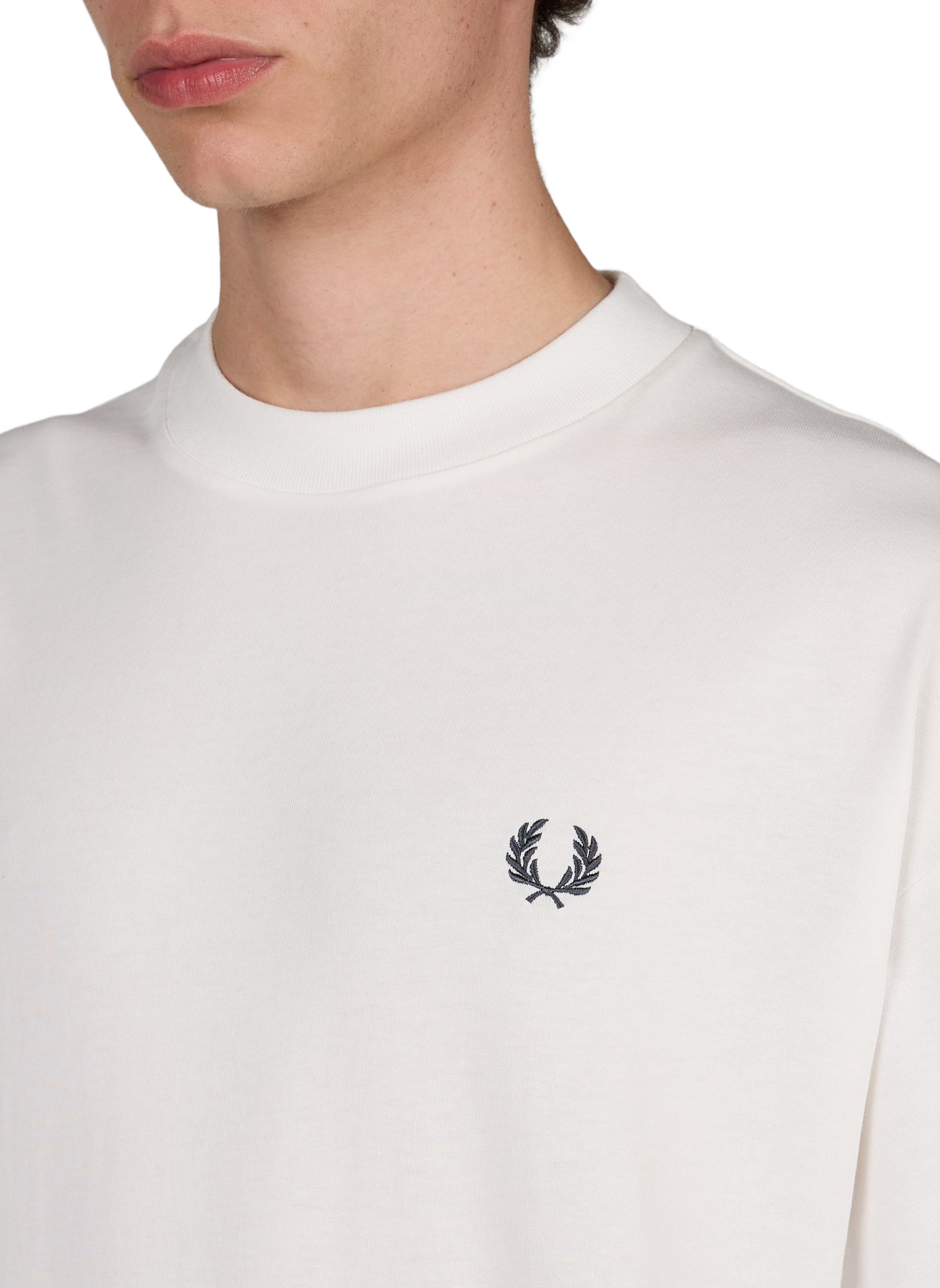 Oversized t-shirt with cotton back print FRED PERRY White