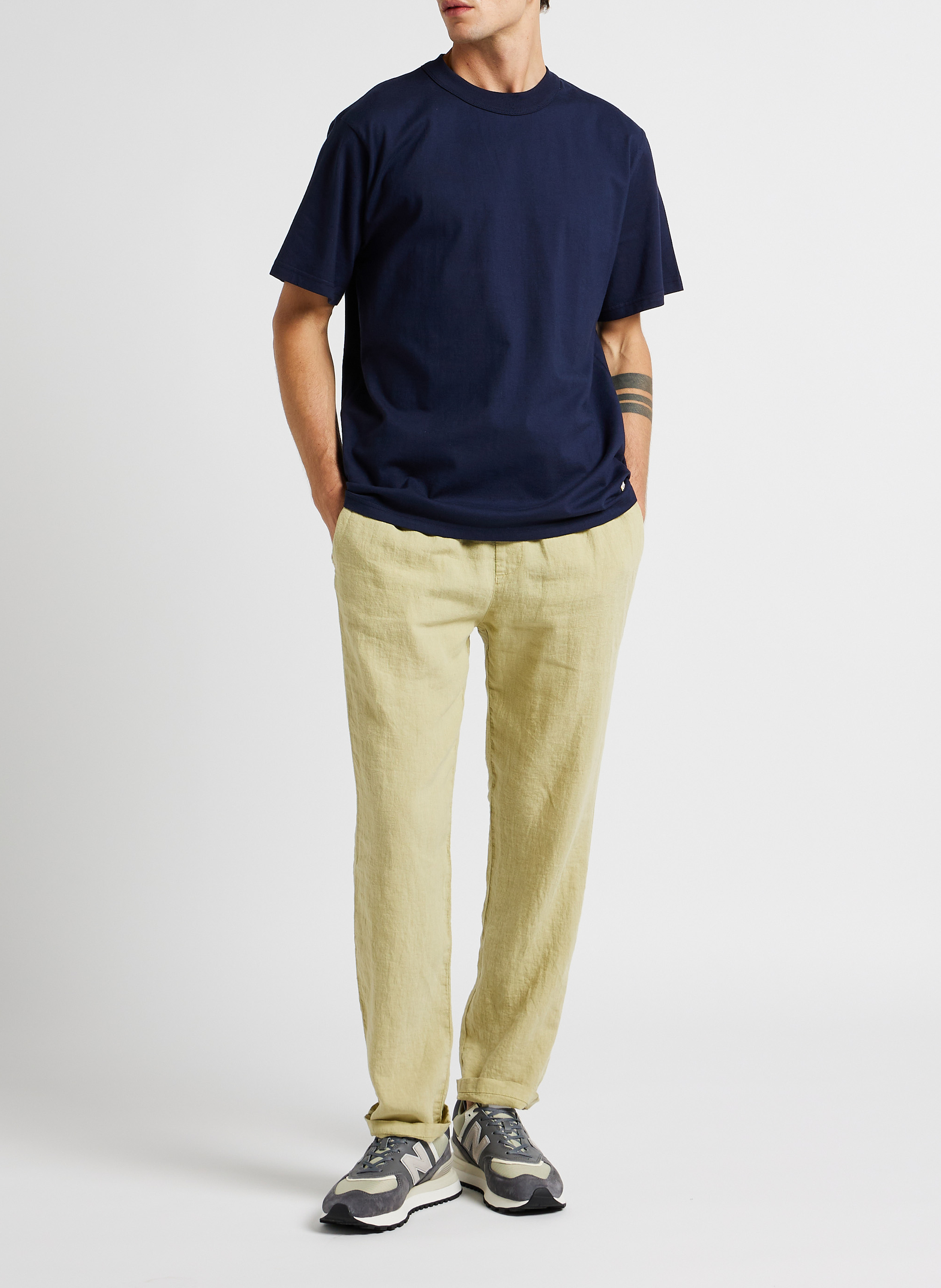 Rechte T-shirt met ronde hals van biologisch katoen Callac ARMOR-LUX Blauw