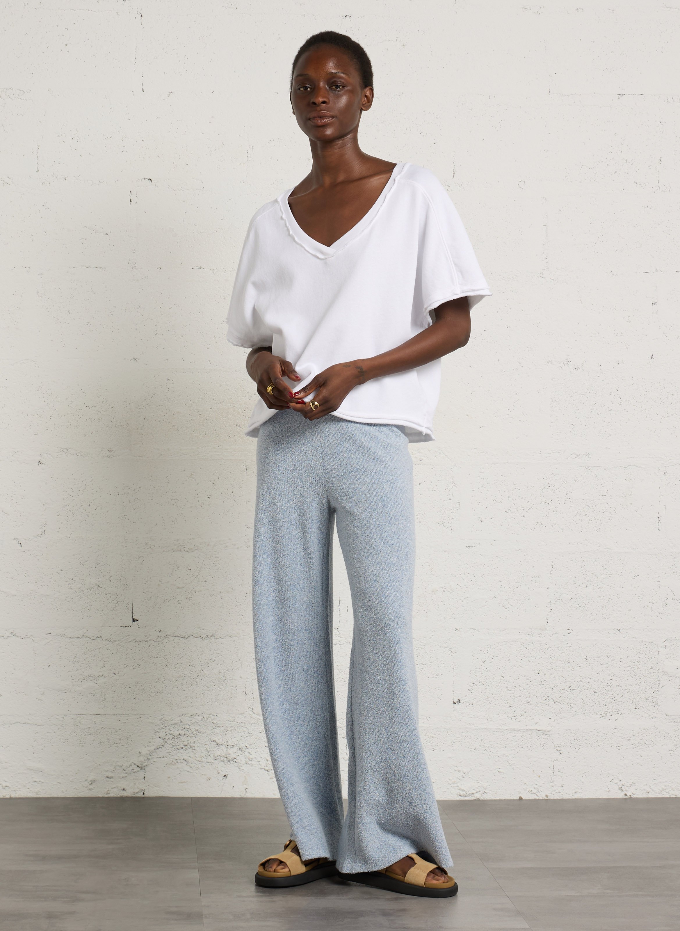 Pantalon large bouclette uni cluway AMERICAN VINTAGE Bleu