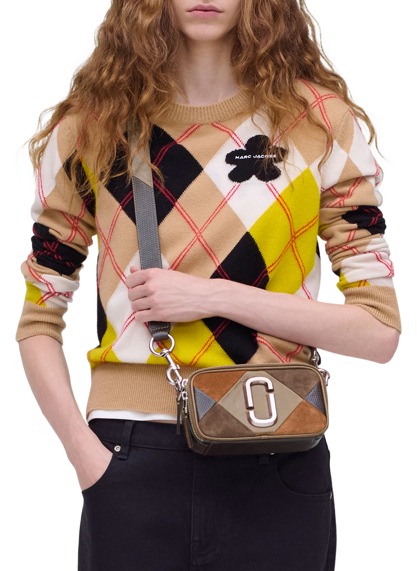 Bolso The Suede Patchwork Snapshot de cuero MARC JACOBS Marrón