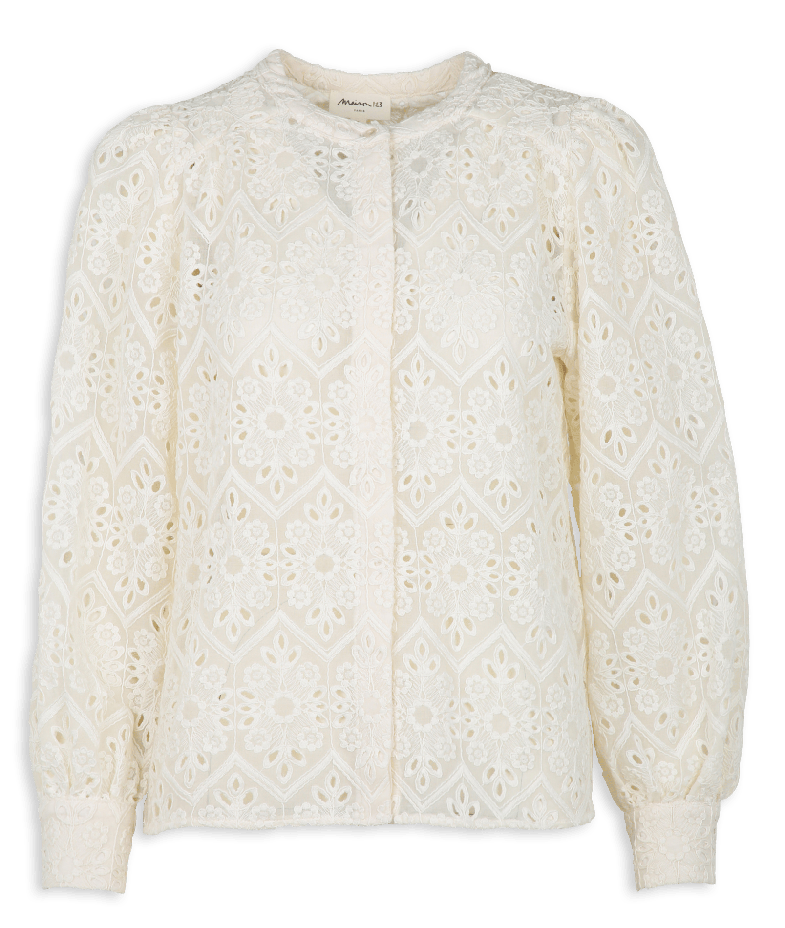 Chemise droite col rond brodée camomille MAISON 123 Beige