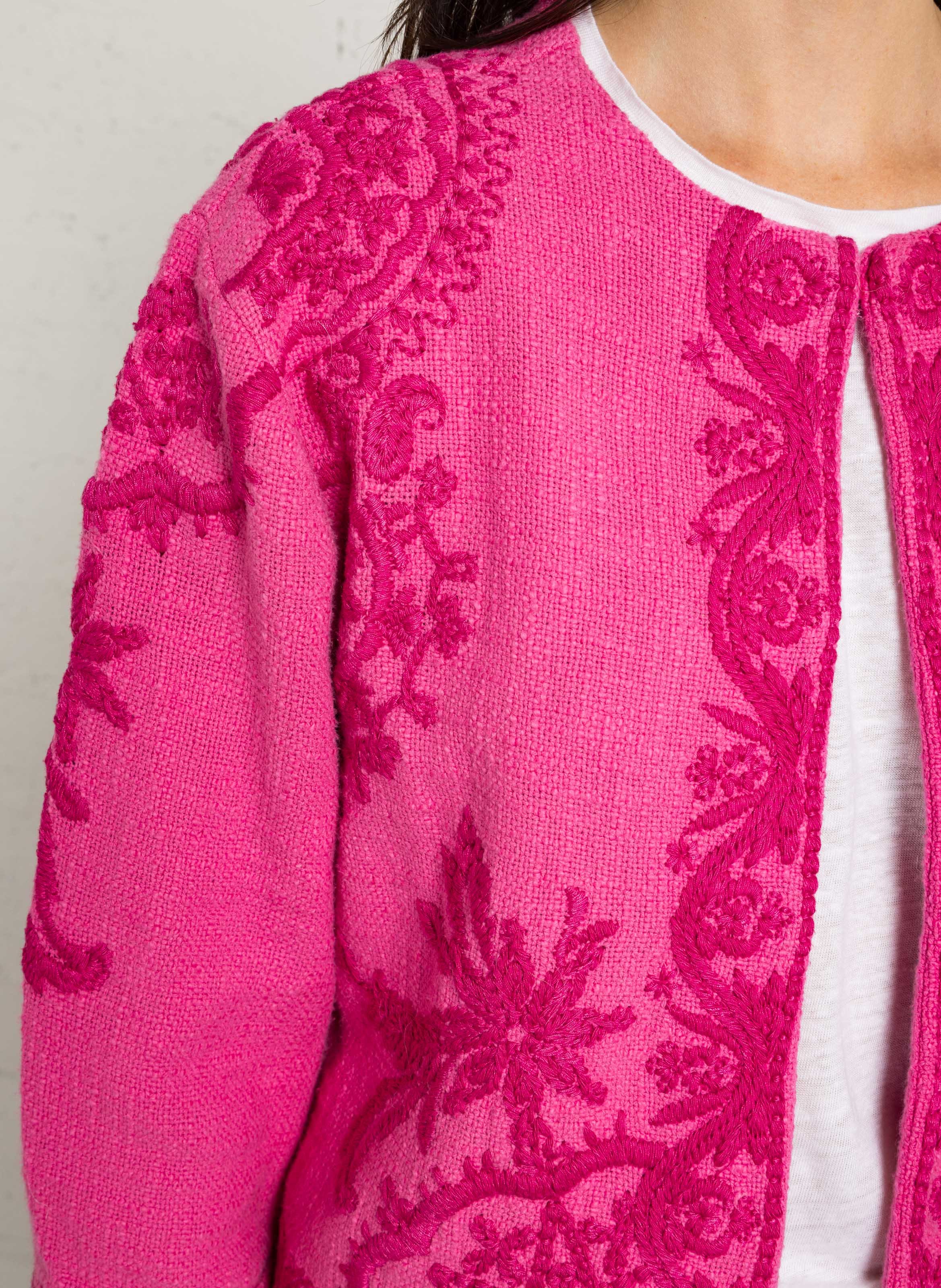 Veste courte droite brodée valma MAISON 123 Rose