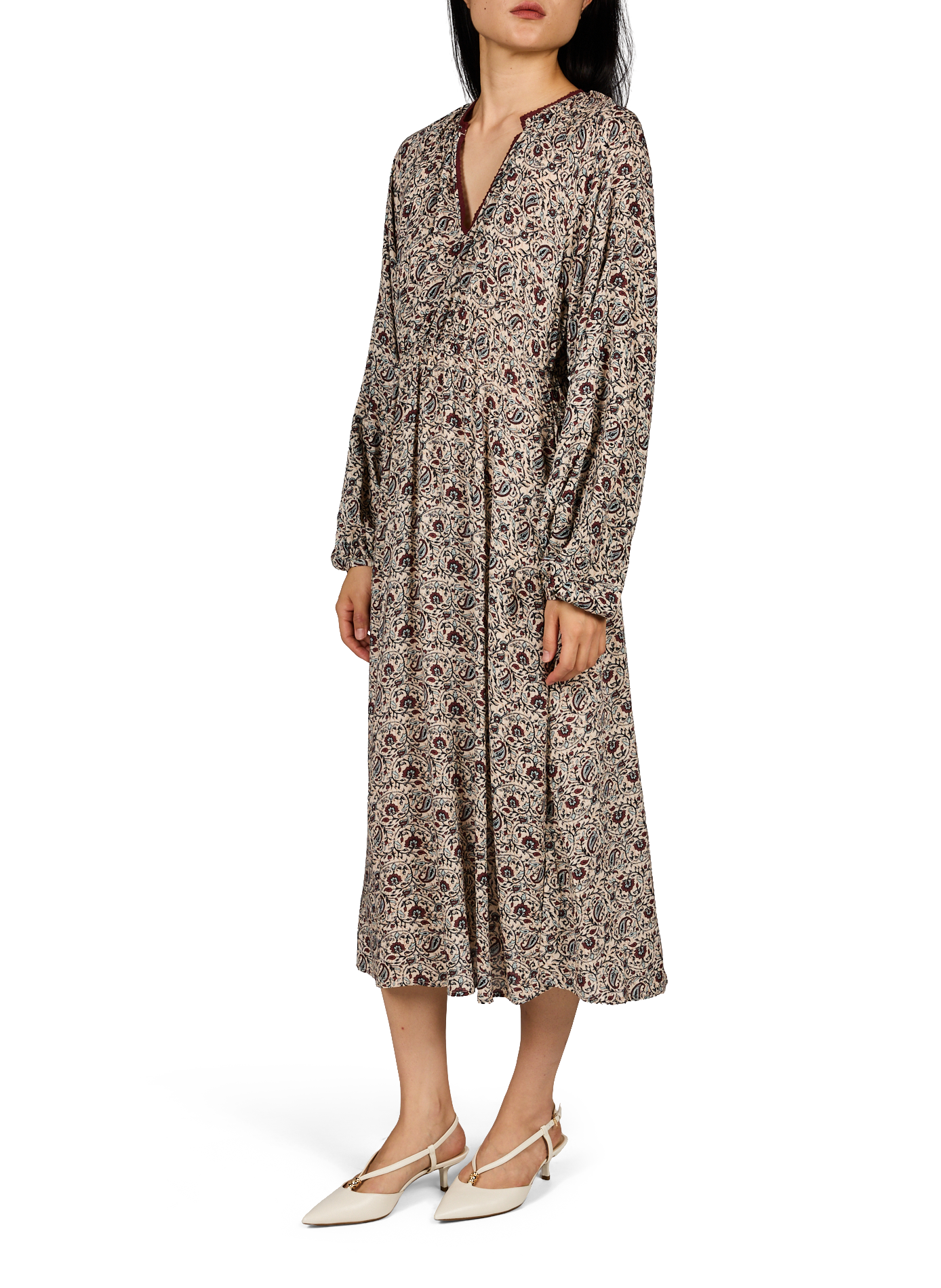 Langes bedrucktes Kleid Vimuranda VILA Beige