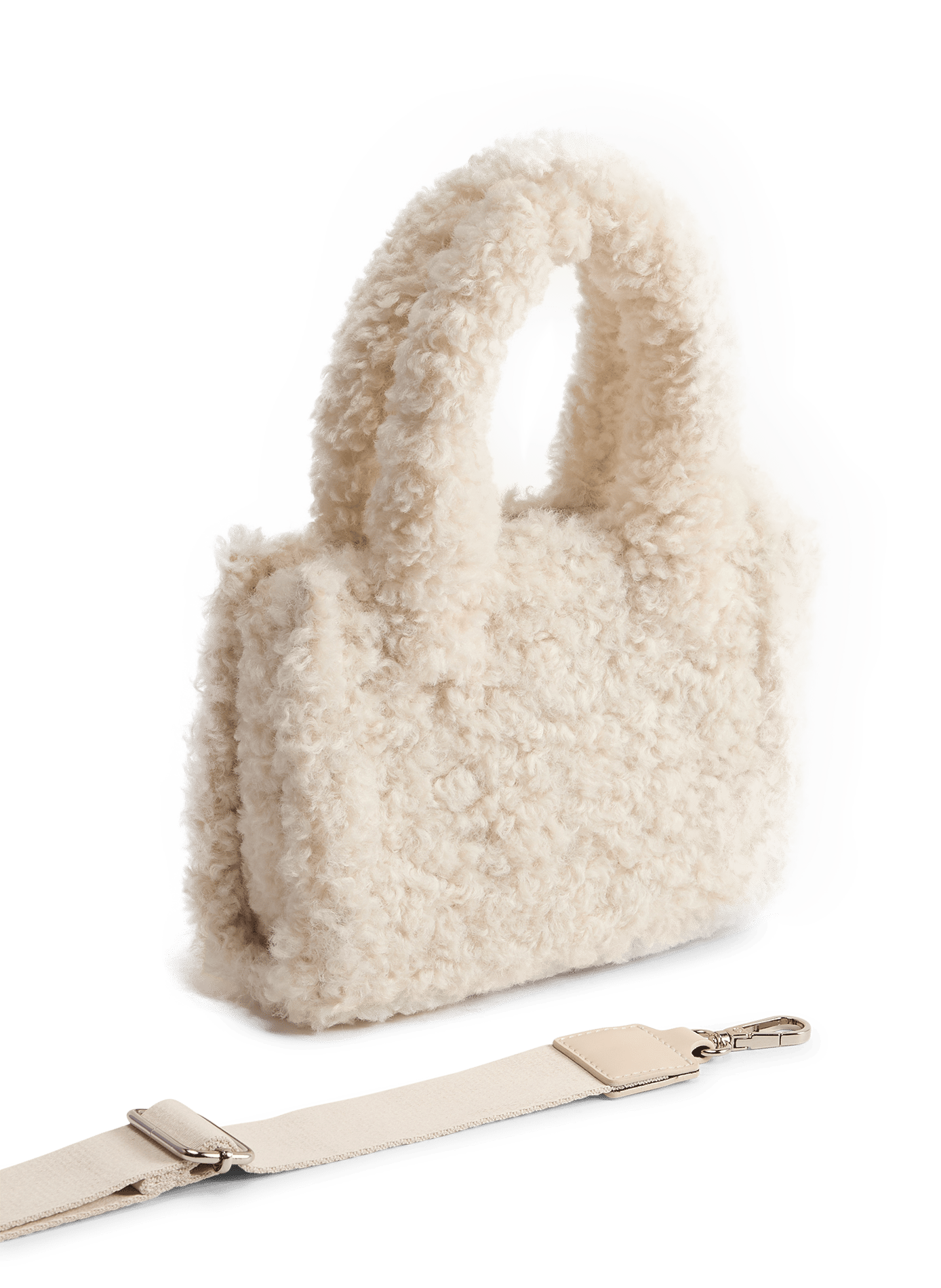 Solid color faux sheepskin handbag AU PRINTEMPS PARIS Beige