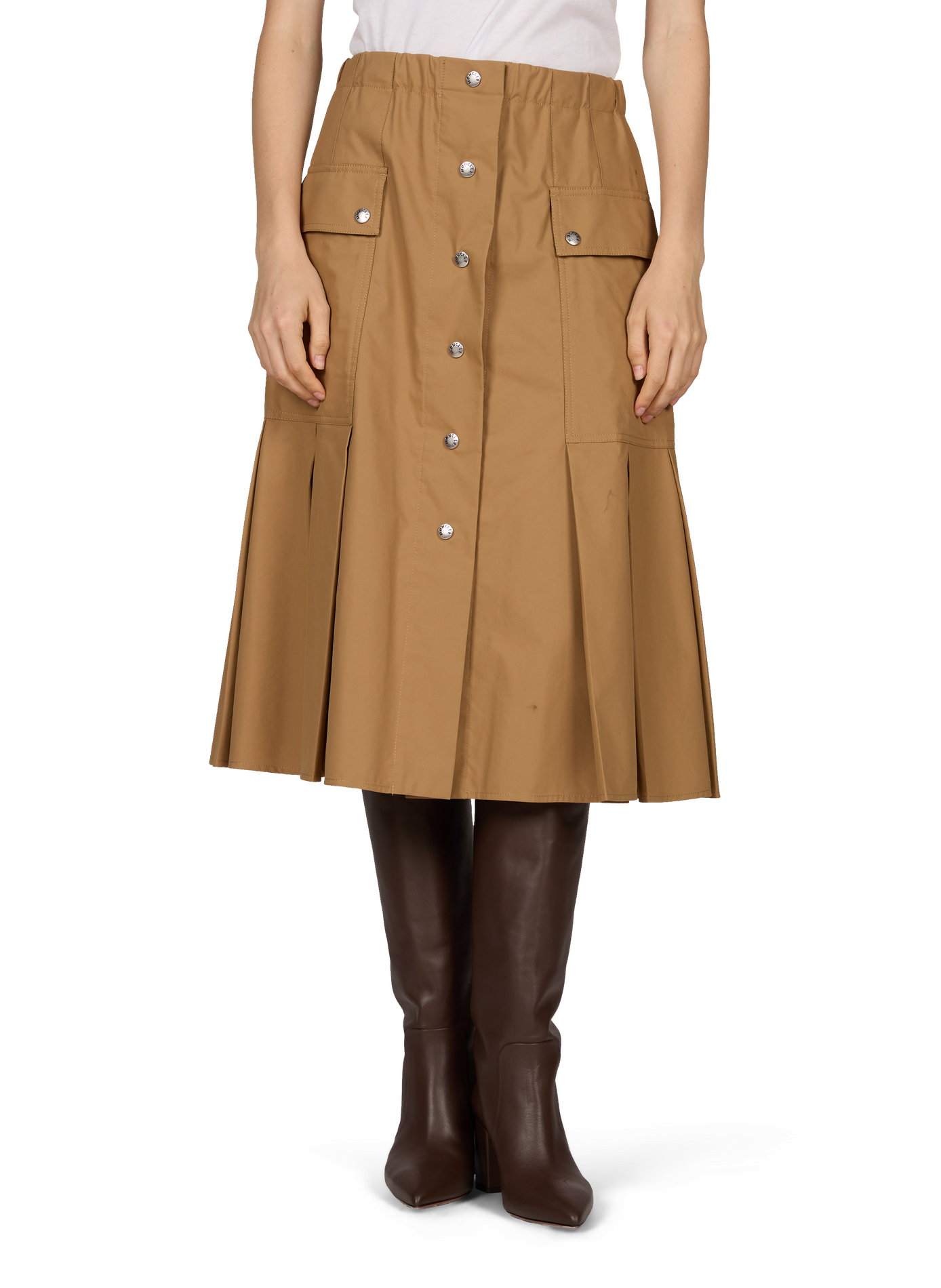 Jupe midi évasée boutonnée MONCLER Beige