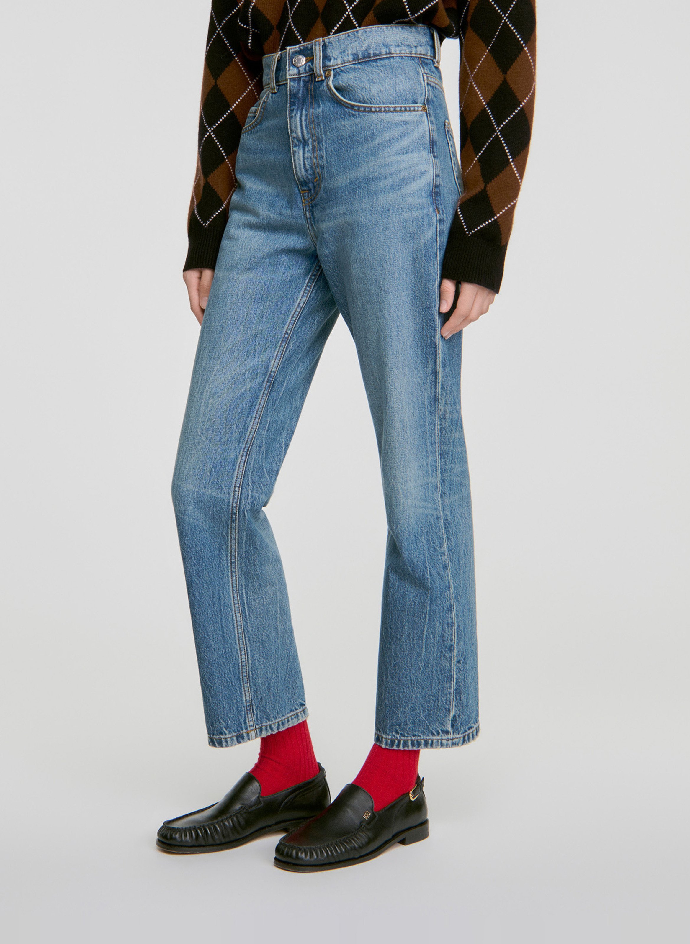 Jean droit en coton SANDRO Bleu