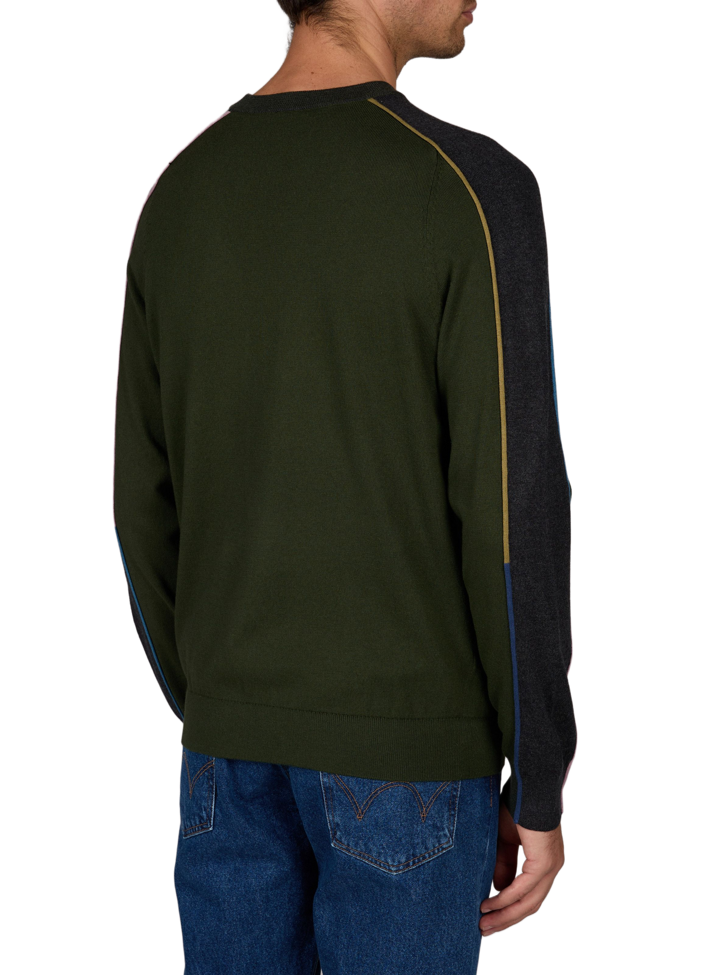 Straight fit round neck sweater in cotton and wool PAUL SMITH Green