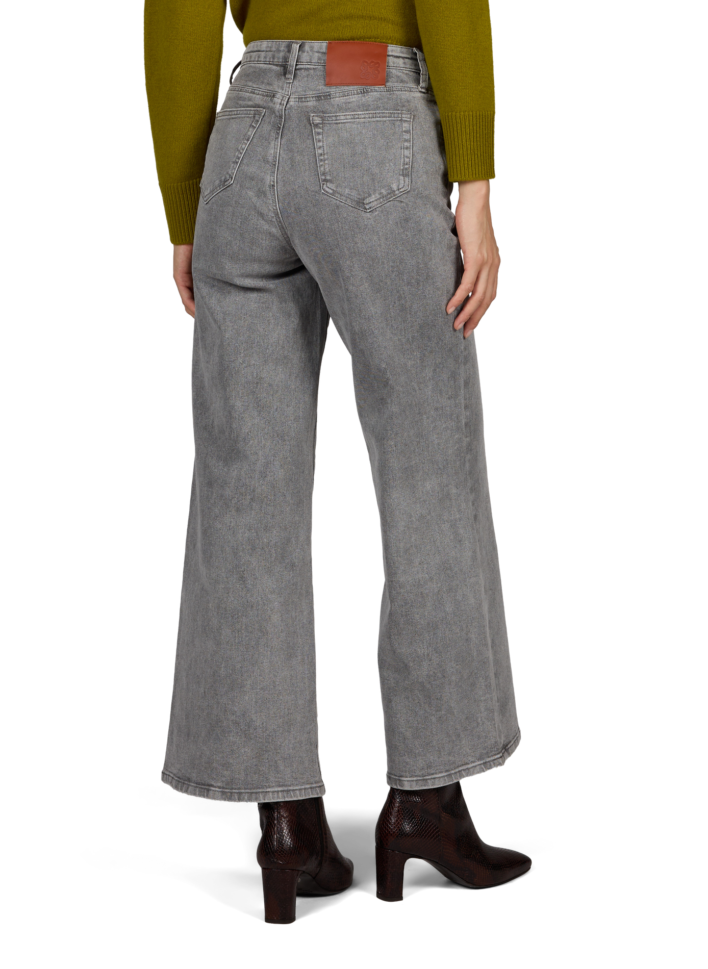 High-waisted wide-leg jeans SUNCOO Grey
