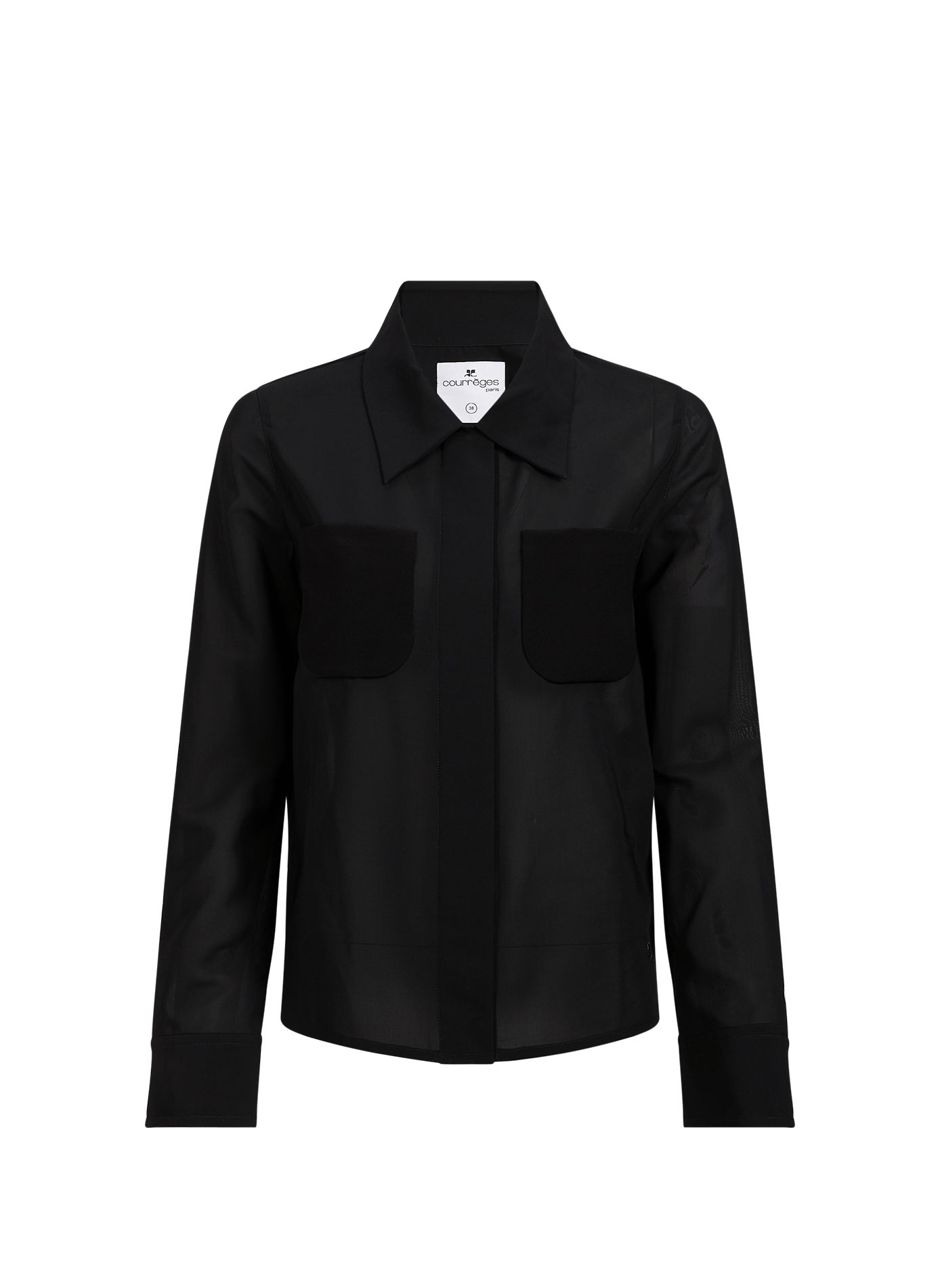 Rechte semi-transparante blouse van katoenmix COURRÈGES Zwart